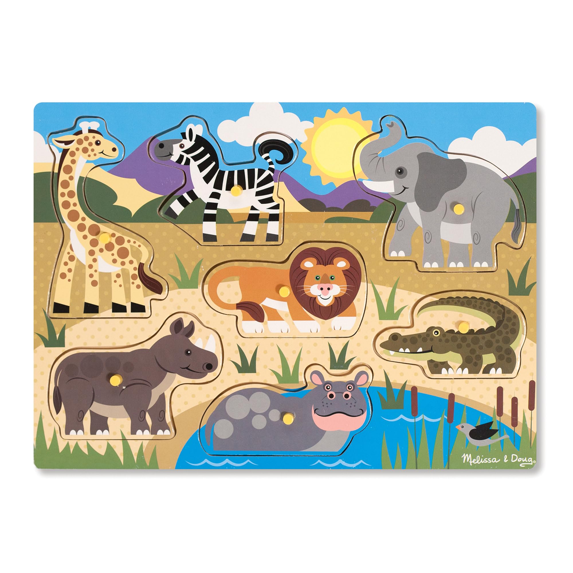 Melissa & Doug Safari Wooden Peg Puzzle - 7 Pieces | Ages 2-4 Years | Wood 1