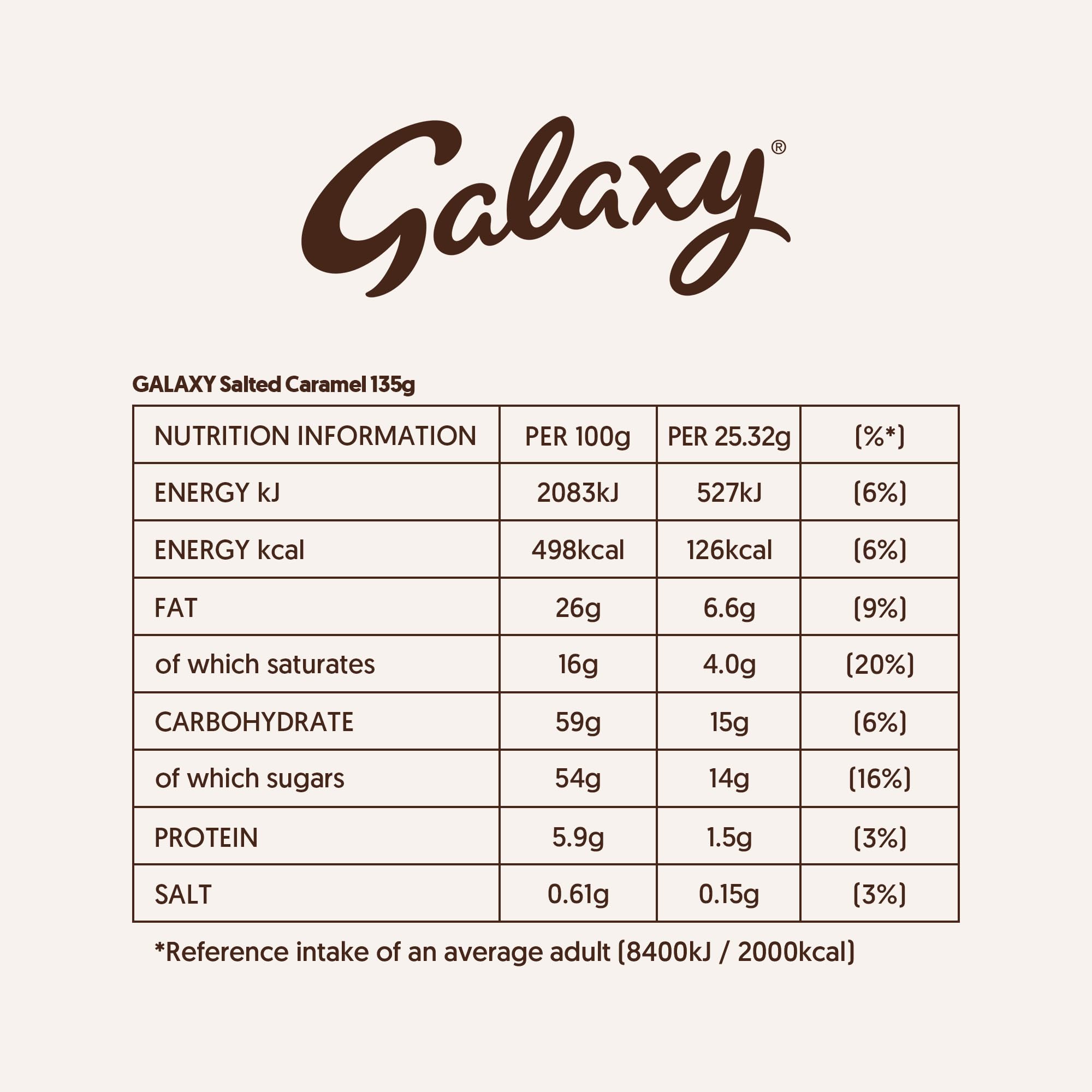 GALAXY Salted Caramel Chocolate Sharing Bar - Smooth Milk Chocolate, 135g 3