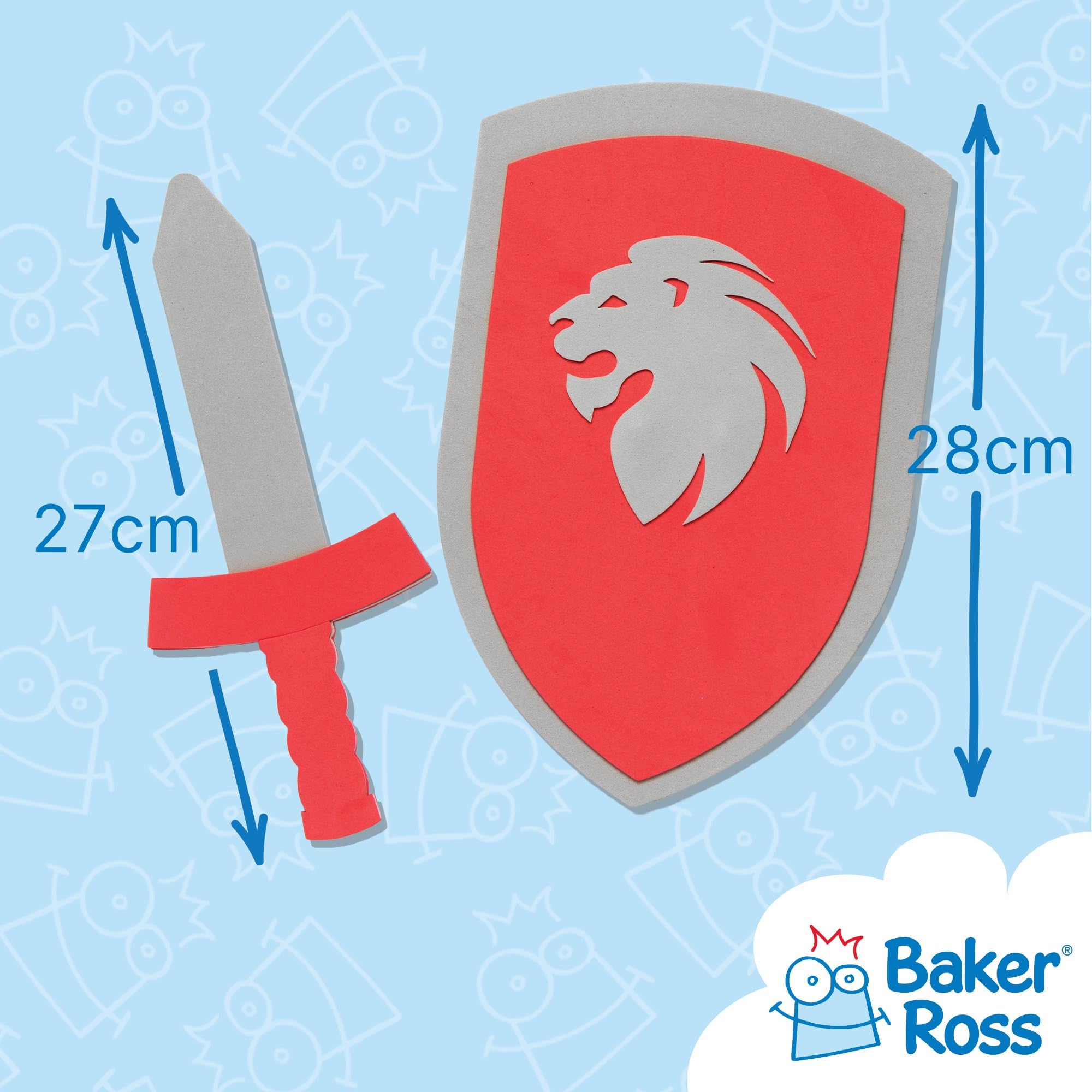 Baker Ross AR456 Kids Foam Sword & Shield Craft Kits (Pack of 2) | Knight Theme | Ages 3+ 3