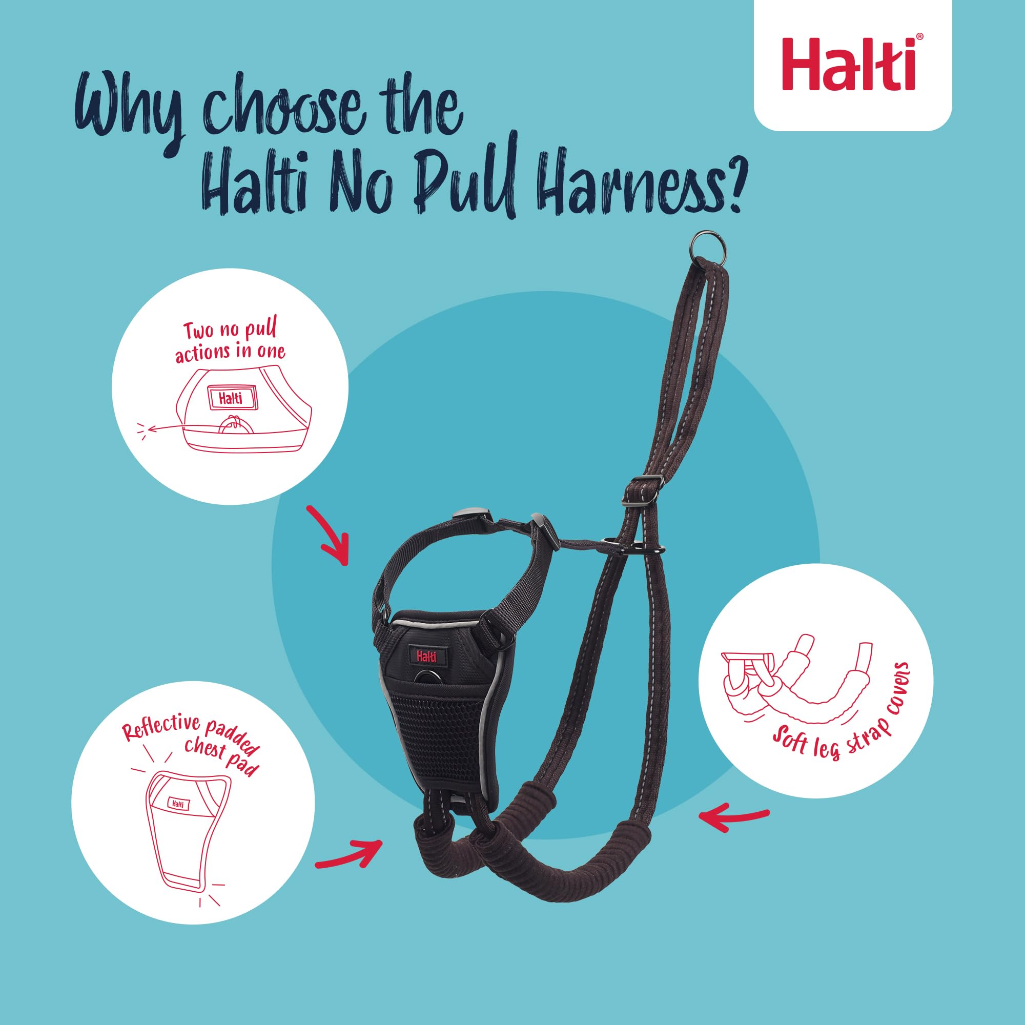 Halti No Pull Vest Harness - Stops Pulling, Adjustable, Reflective | Size Medium, Black 4