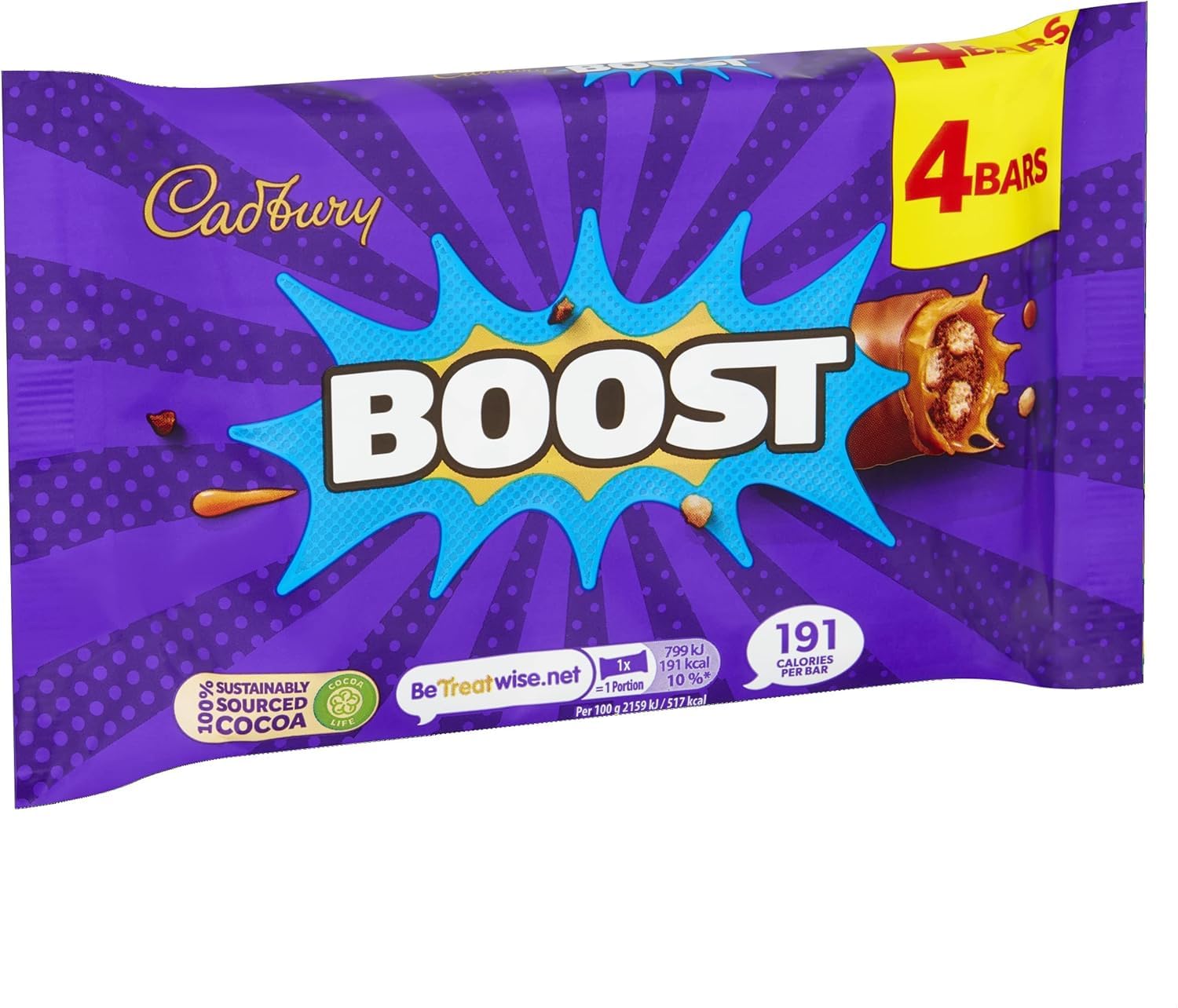 Cadbury Boost Original Schokoriegel mit Keks und Karamell in Milchschokolade, 4 x 37 g 5
