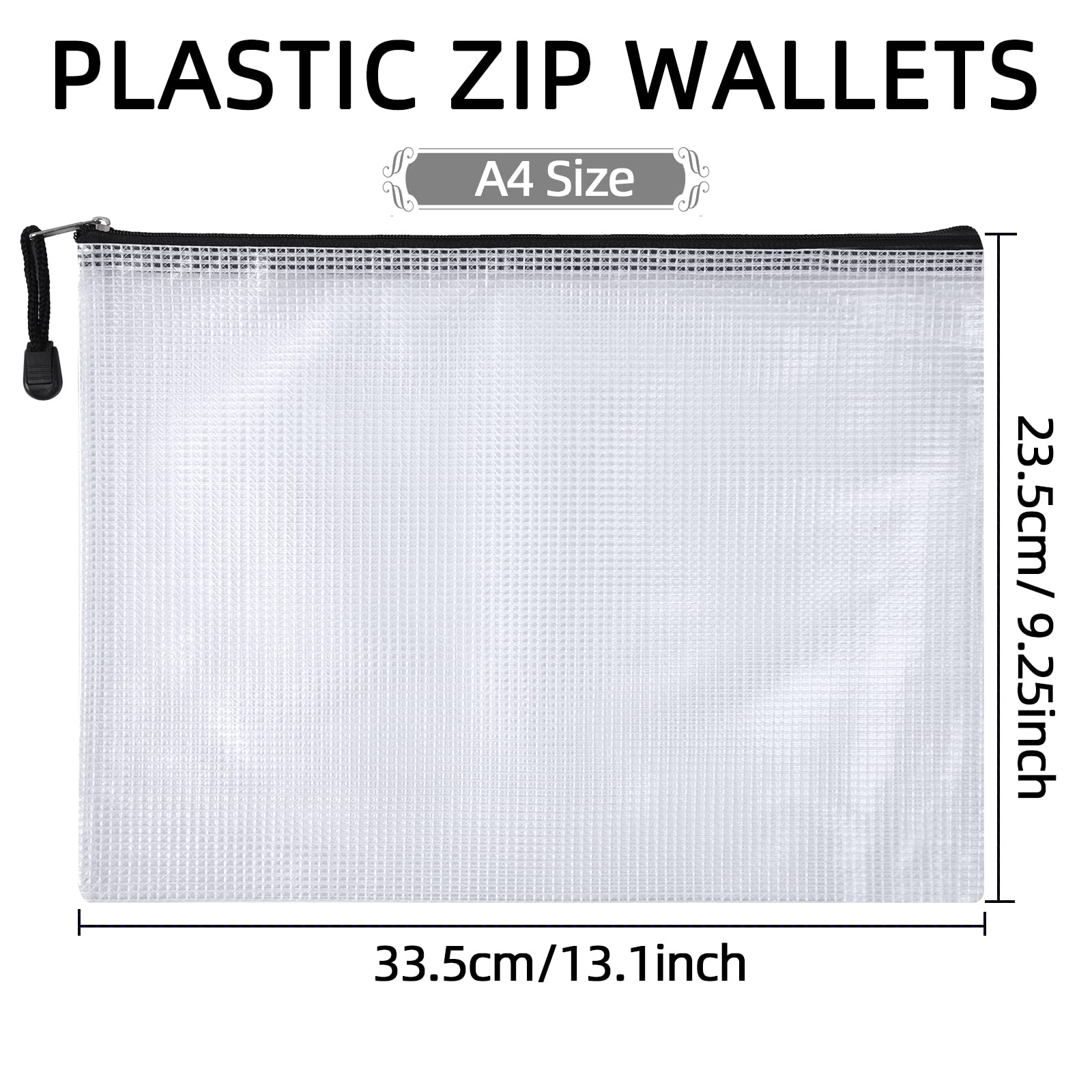 NORTHERN BROTHERS A4 PVC Zip Wallets - Waterproof, Semi-Transparent, Black Zipper | 24 Pack 2