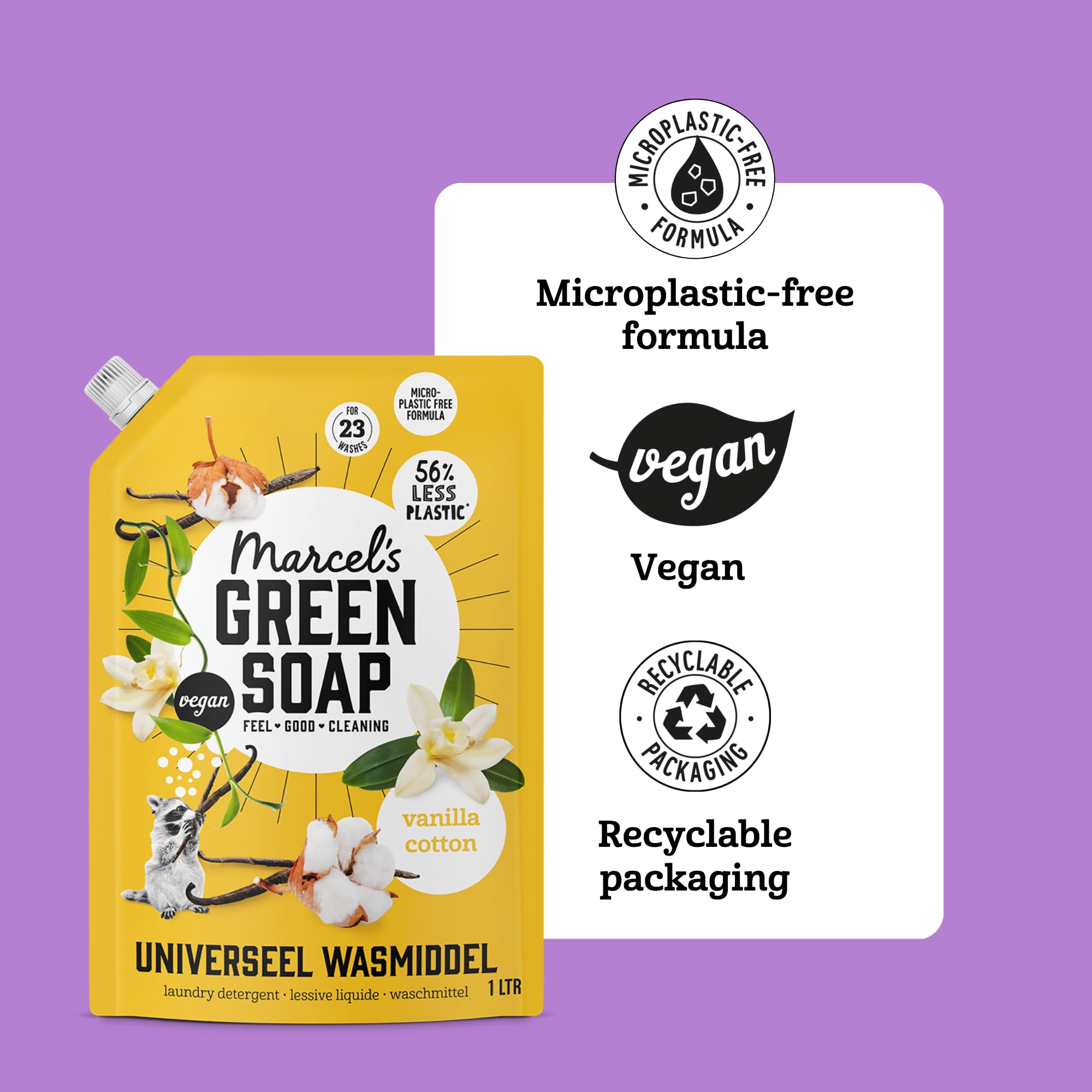 Marcel's Green Soap Universal Washing Liquid Refill - Vanilla & Cotton Scent | 1L 3