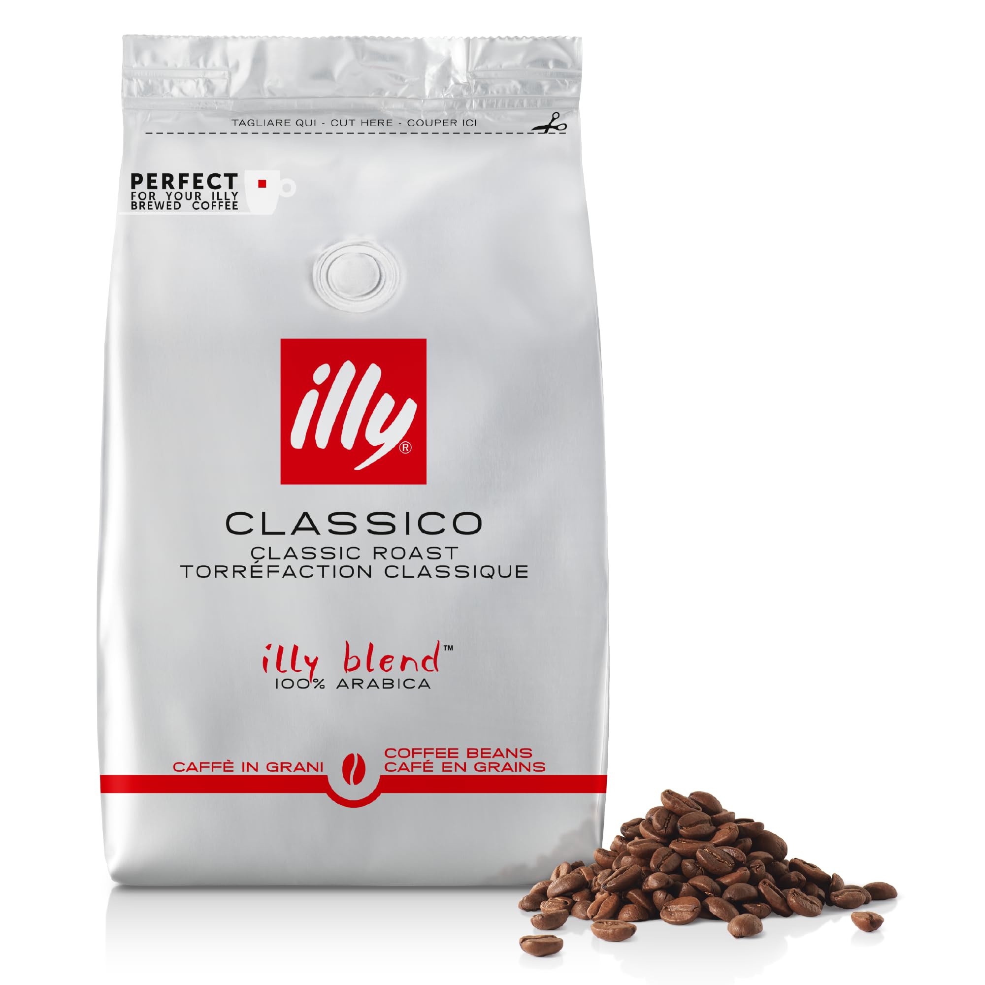illy Classico Kaffeebohnen, mittelstark geröstet, 100 % Arabica, 500 g Nachfüllbeutel