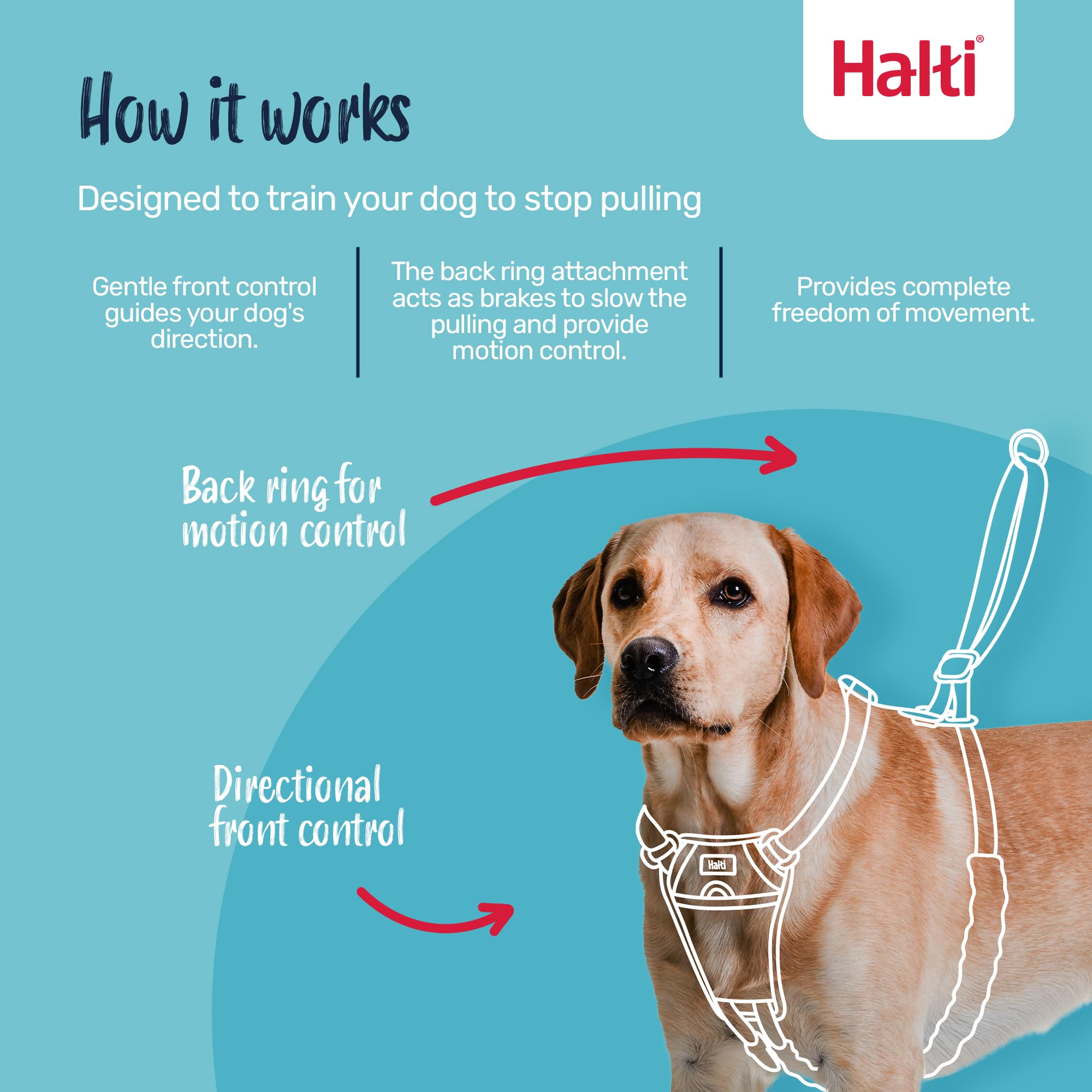 Halti No Pull Harness - Stops Pulling with Front Control Steering | Size M | Desert Sand