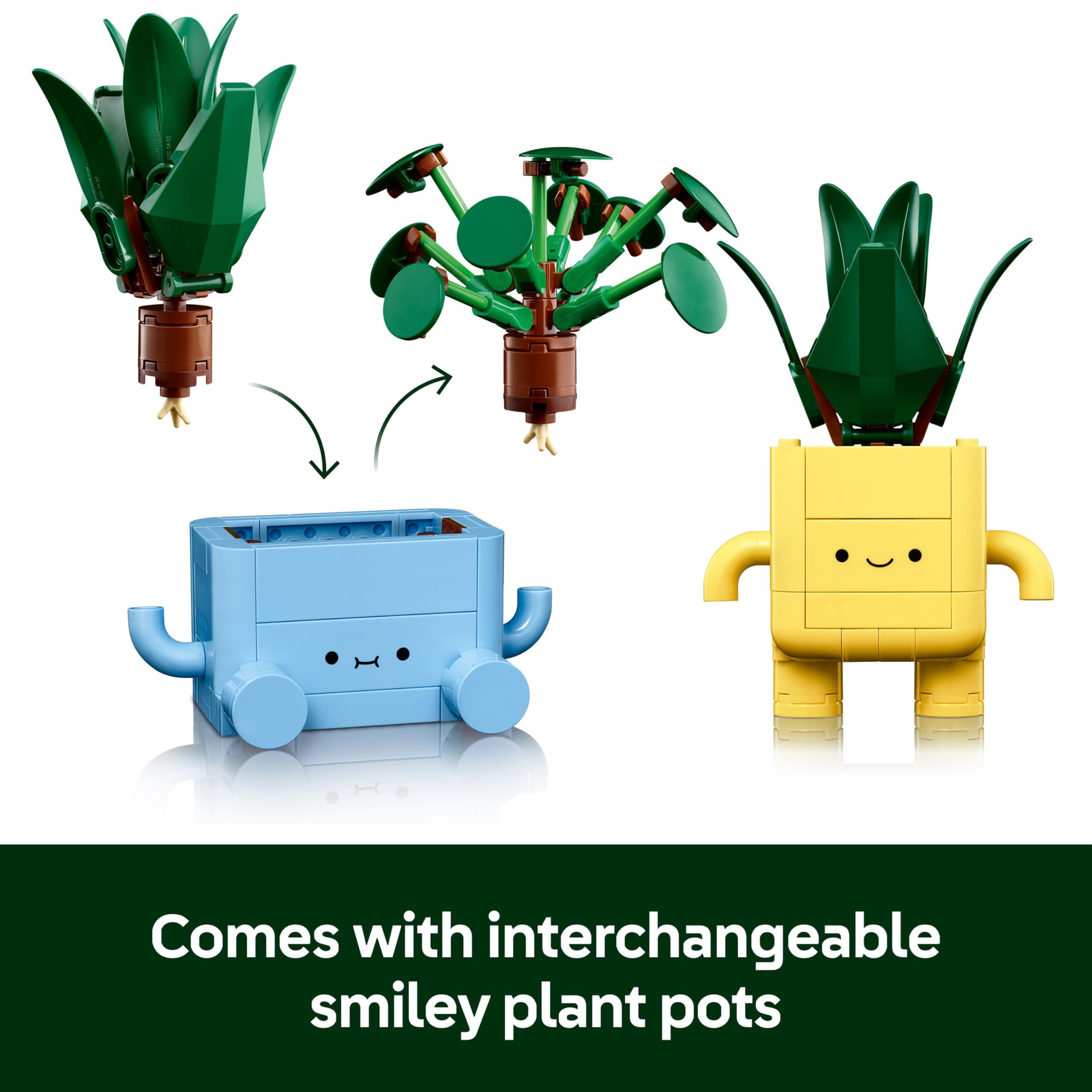 LEGO Botanicals Happy Plants 10349 Building Set for Ages 9+ | Interchangeable Pots 5