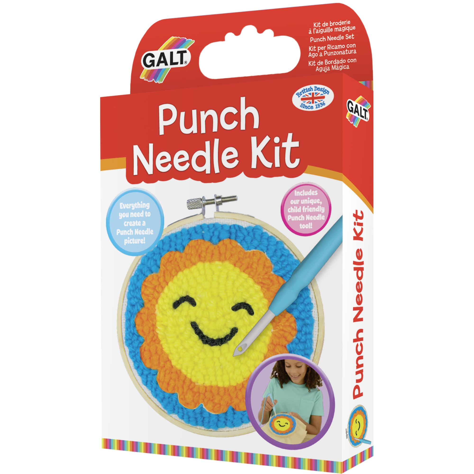 Galt Punch Needle Kit - Kids Craft Kit for Beginners | Ages 8+ | Includes 4 Wool Colors 8