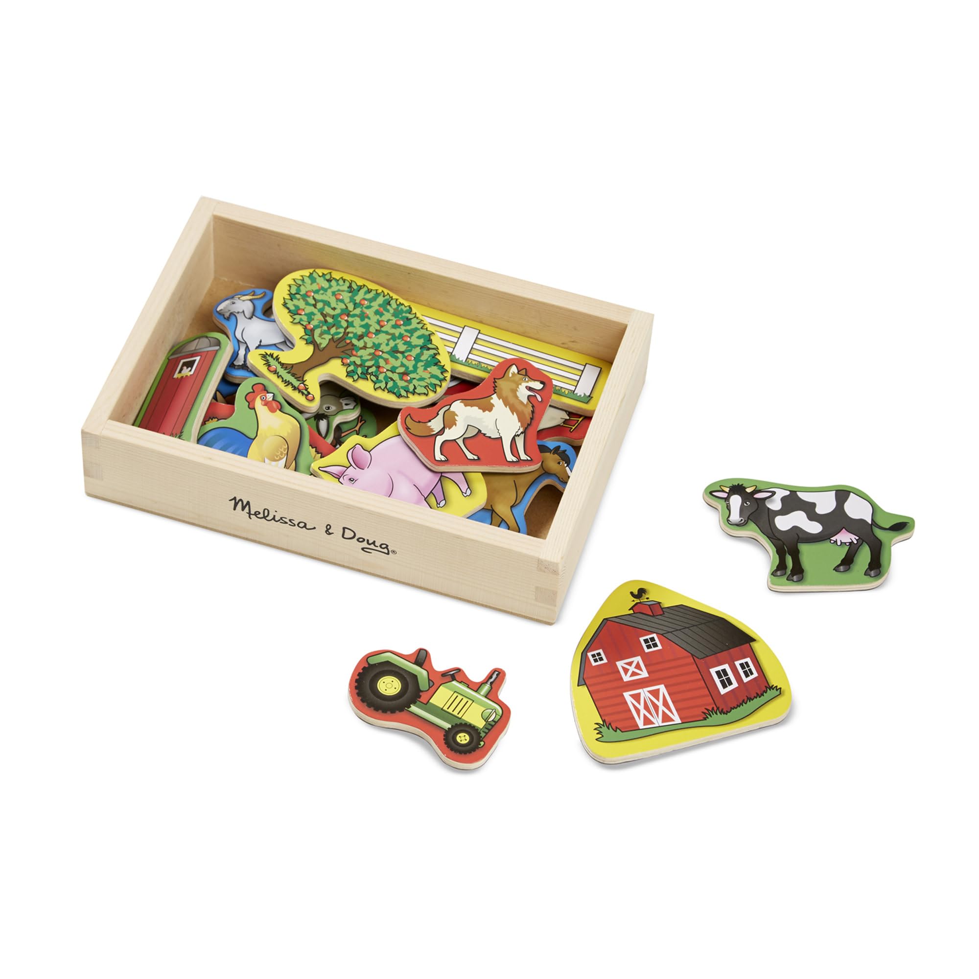 Melissa & Doug 20 Wooden Farm Magnets in a Box | Fine Motor Skills Development | Ages 2+ 4
