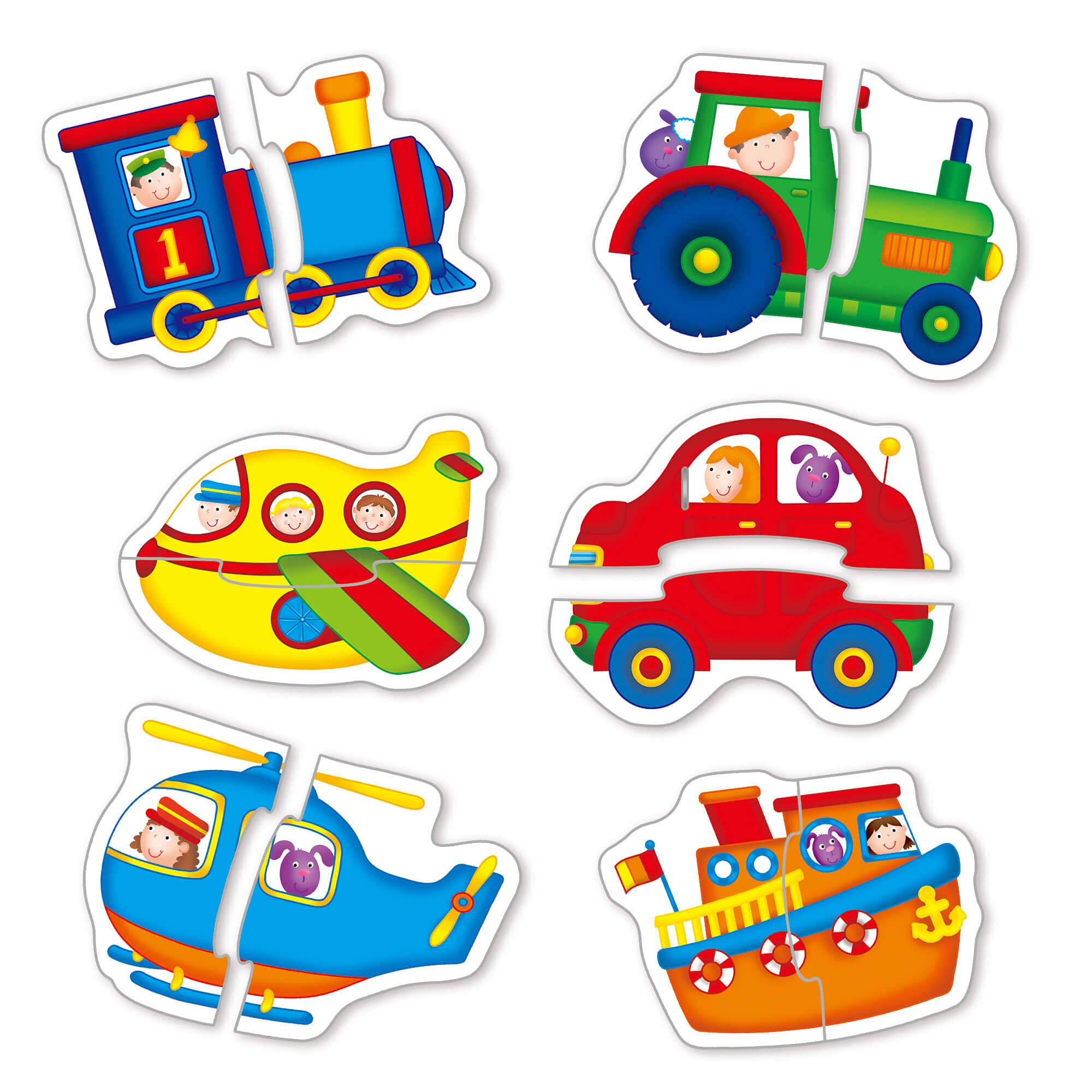 Galt Toys Baby Puzzles - Transport Theme | 6 Shaped 2-Piece Puzzles | Ages 18 Months+ 4