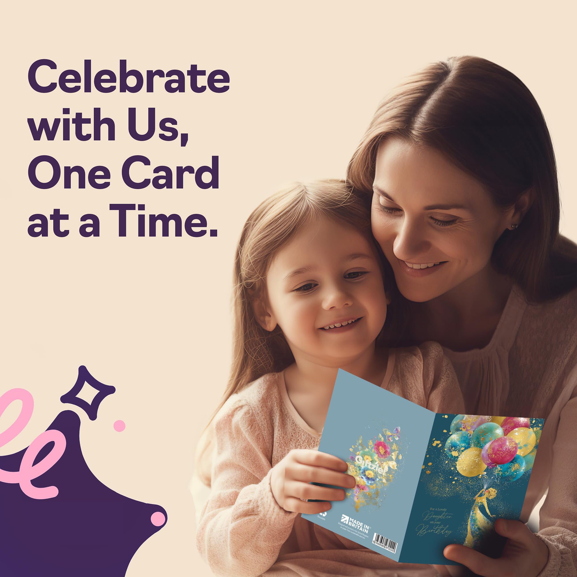 Giftzie Daughter Birthday Card - Gold Silhouette Balloons | 127mm x 178mm | Uncoated Interior 4