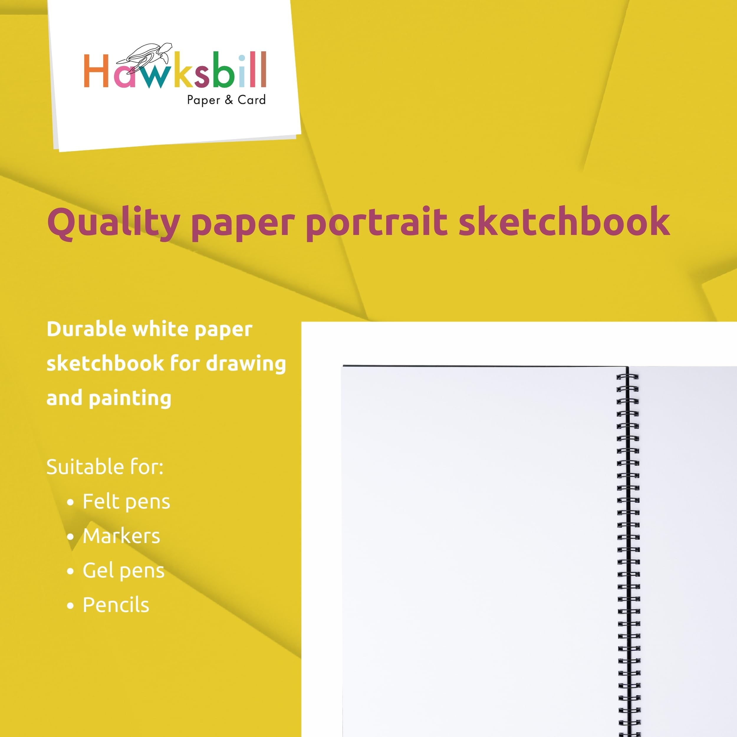 Hawksbill Skizzenbuch, A3, schwarz, Hardcover, Spiralbindung, 40 Blatt, 150 g/m², säurefreies Papier 21