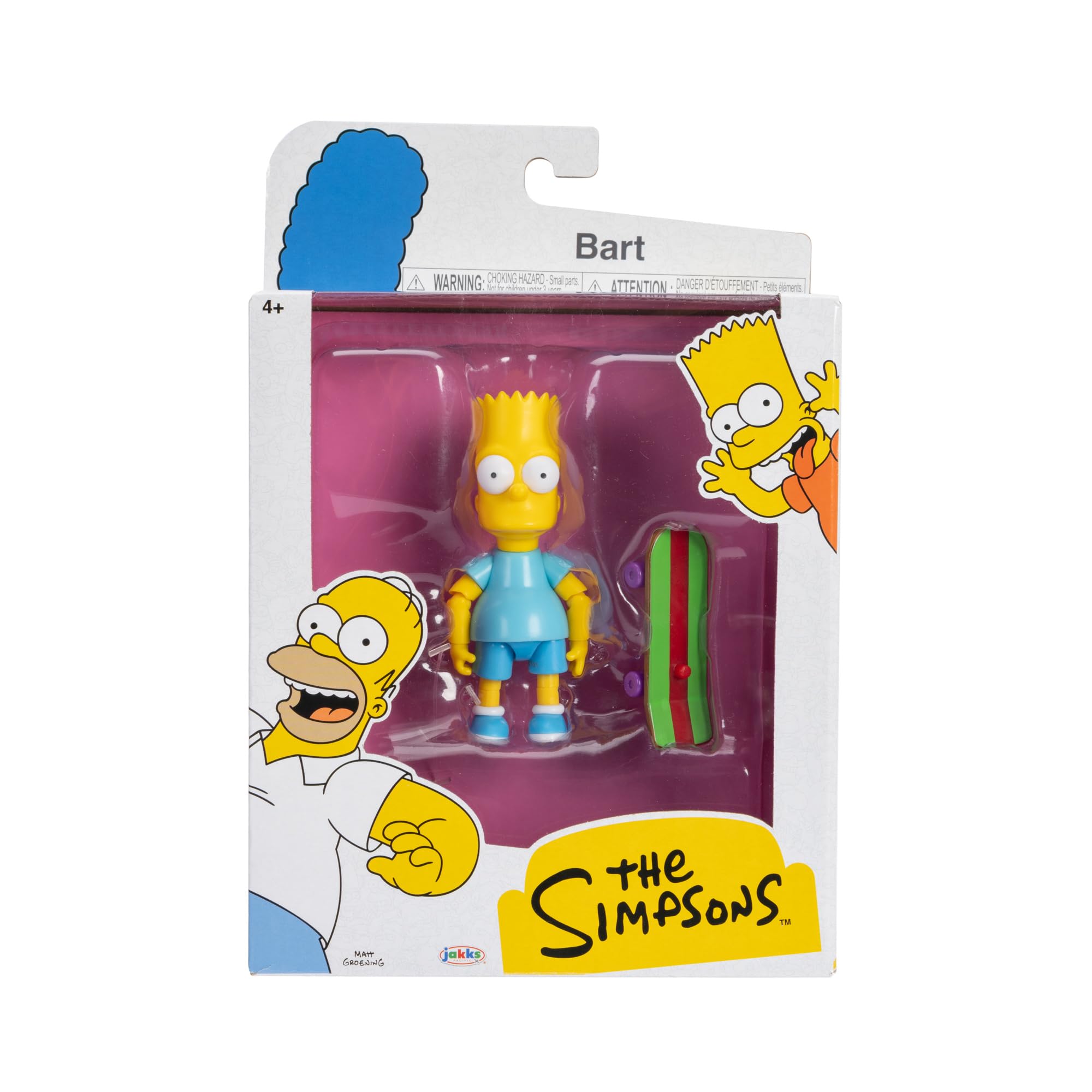 Jakks Pacific The Simpsons Bart Simpson Action Figure - 3.75 Inch Poseable Figure with Skateboard 3