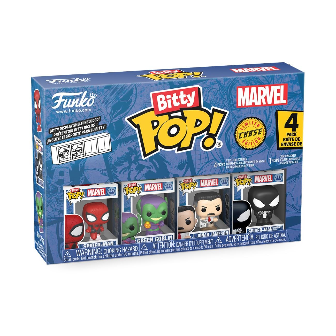 Funko Bitty Pop! Spider-Man 4pk - Marvel Comics Chibi Figures | 0.9 Inch Vinyl | Ages 3+ 1