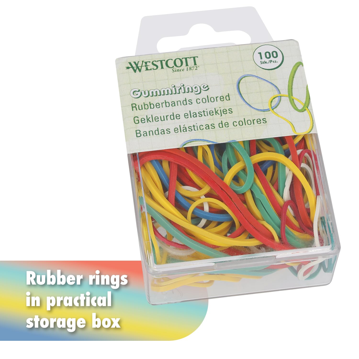Westcott Rubber Bands - 100 Pcs Mix Color/Size | 60% Natural Rubber | Resealable Box 4