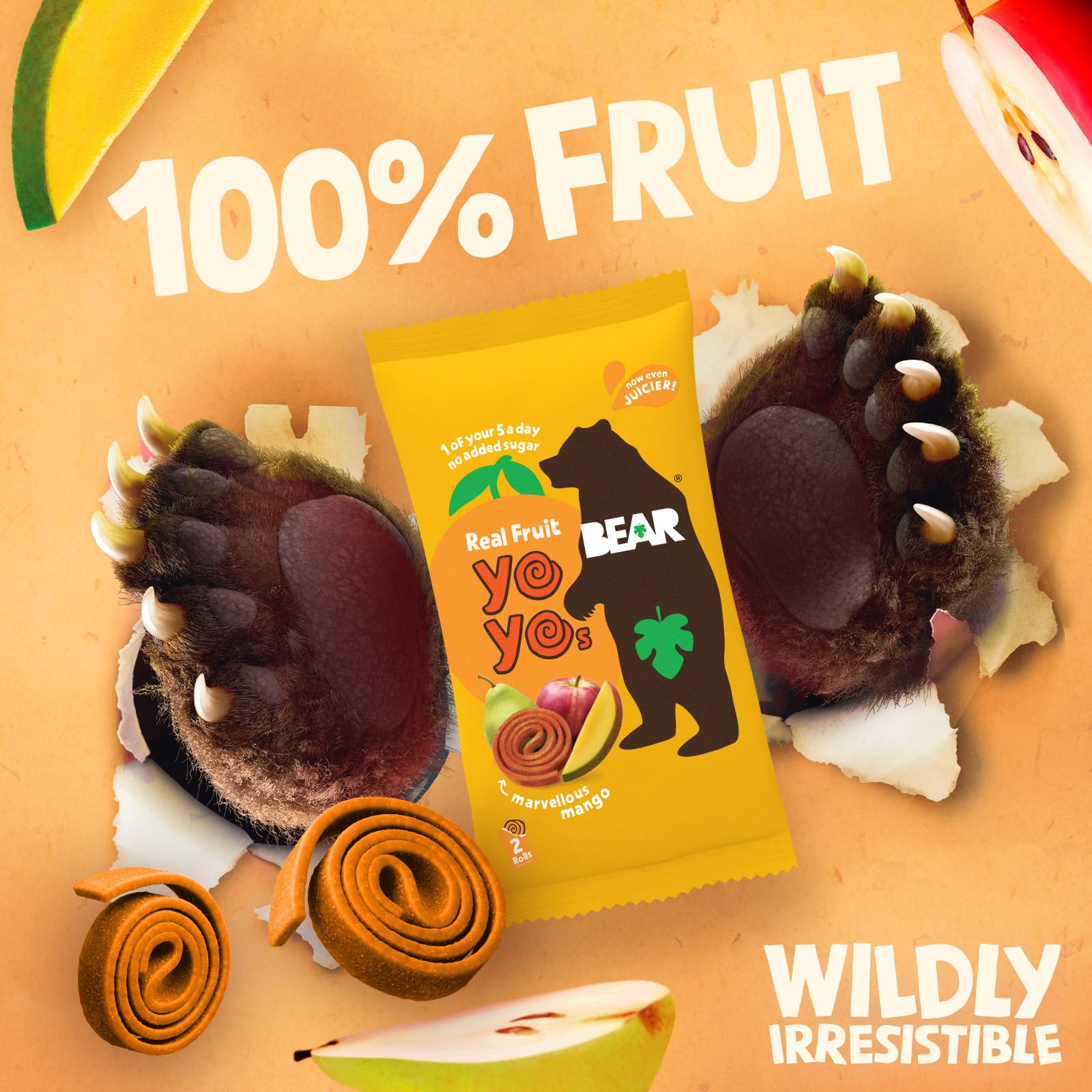 BEAR Yoyo Mango Fruit Rolls - No Added Sugar, High Fibre | 20g (Pack of 30) 3