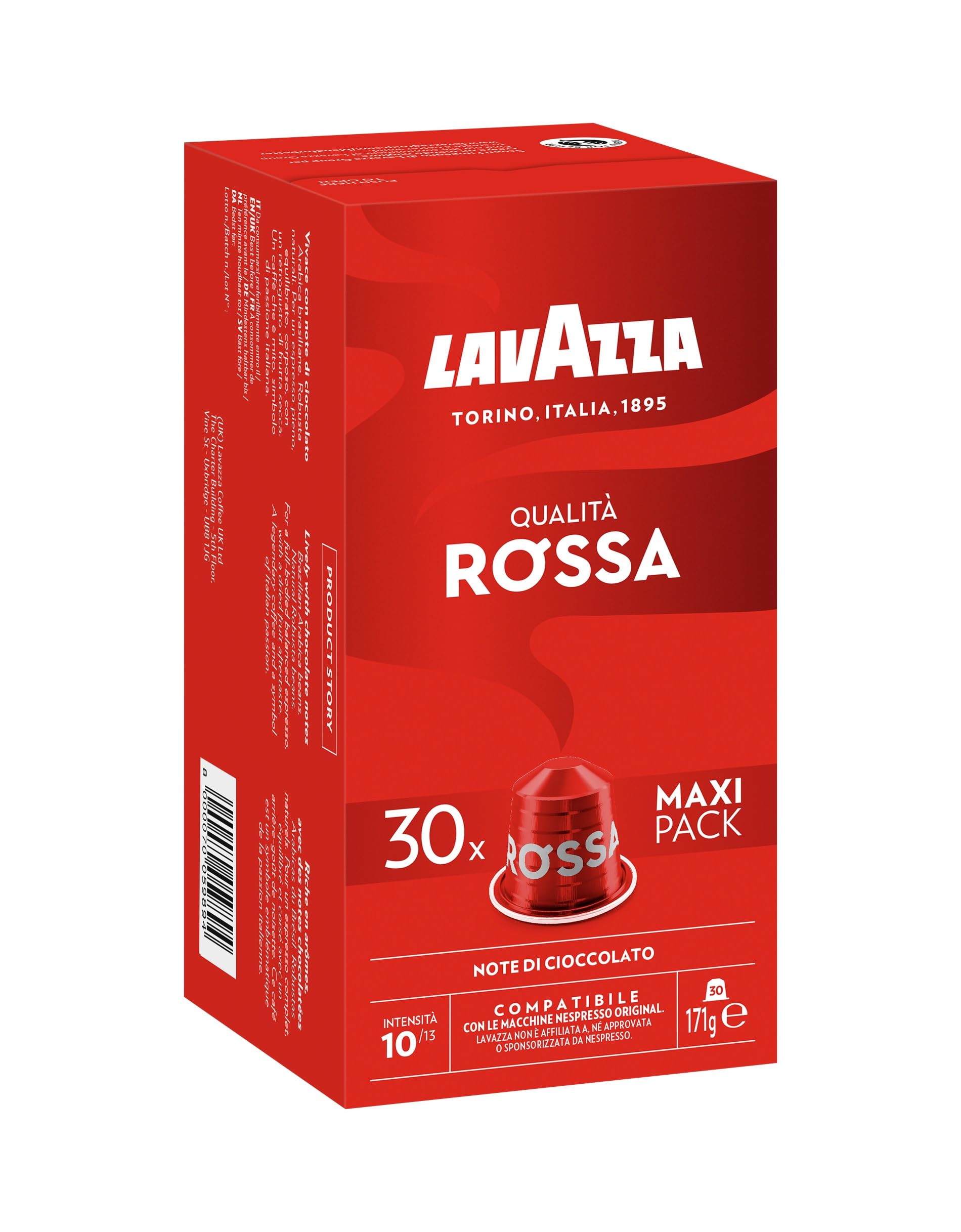 Lavazza Qualità Rossa – Nespresso-kompatible Aluminium-Kaffeekapseln, 30 Stück, ohne CO2-Auswirkungen