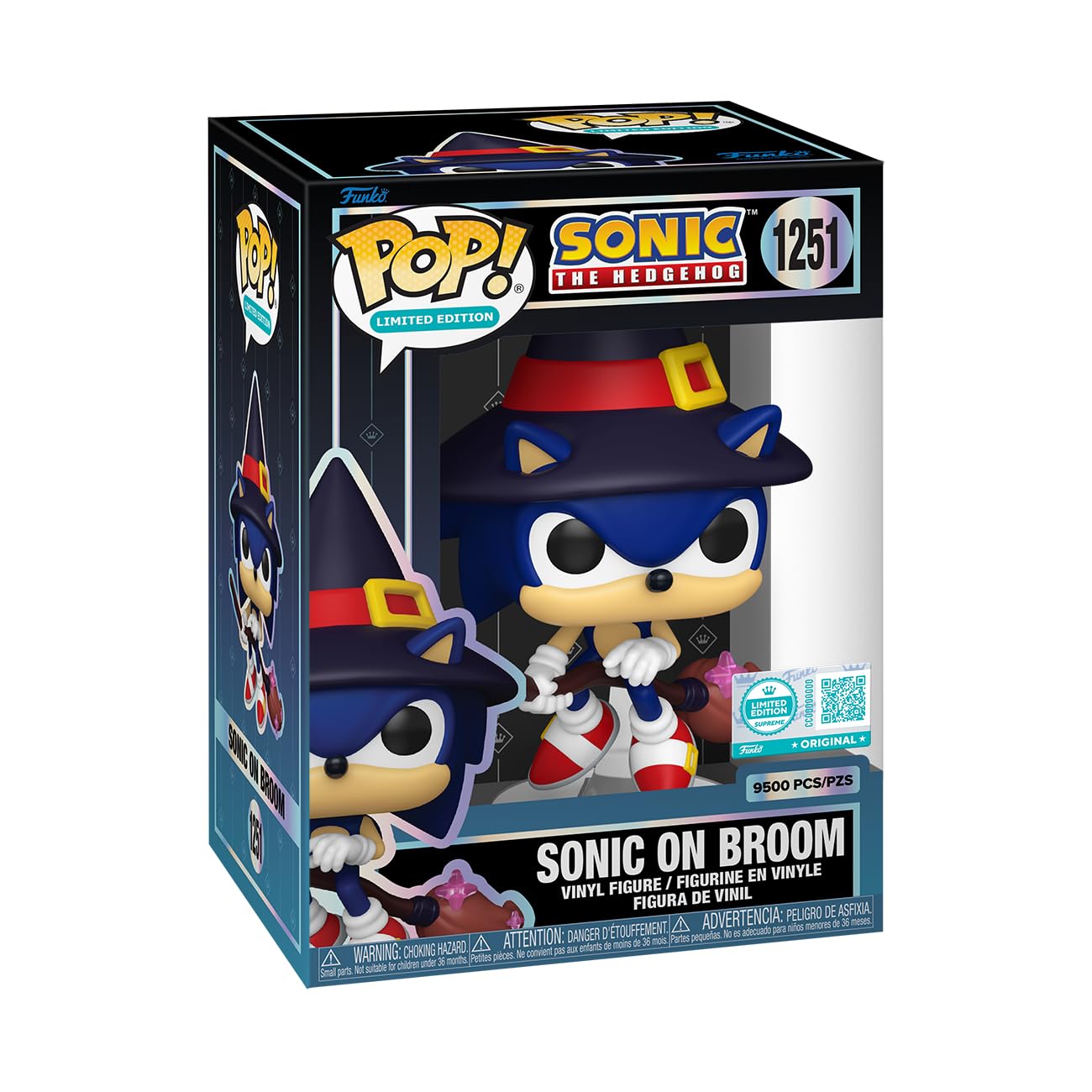 Funko Sonic The Hedgehog - Sonic on Broom Limited Edition Vinyl Figure | Approx. 5.5 inches | Multicolor