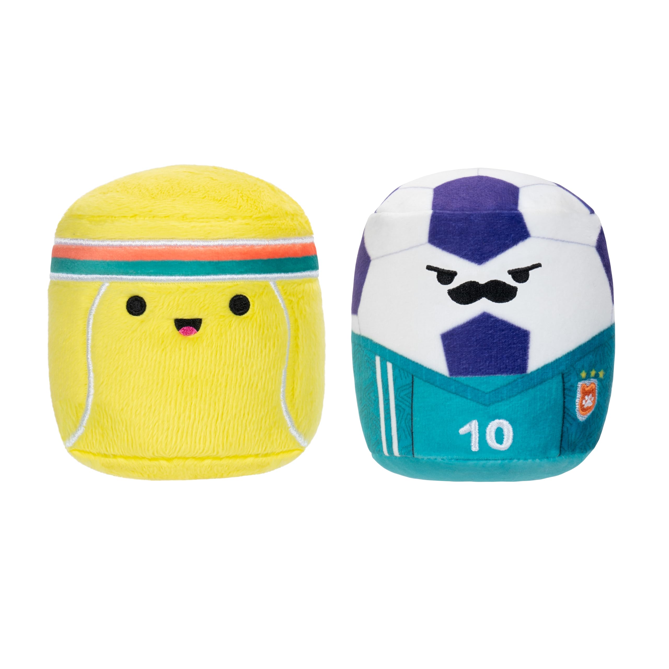Squishmallows Chewmees Hasina Tennis Ball + Howie Soccer Ball Dog Toys, 2-Pack, Mini Plush