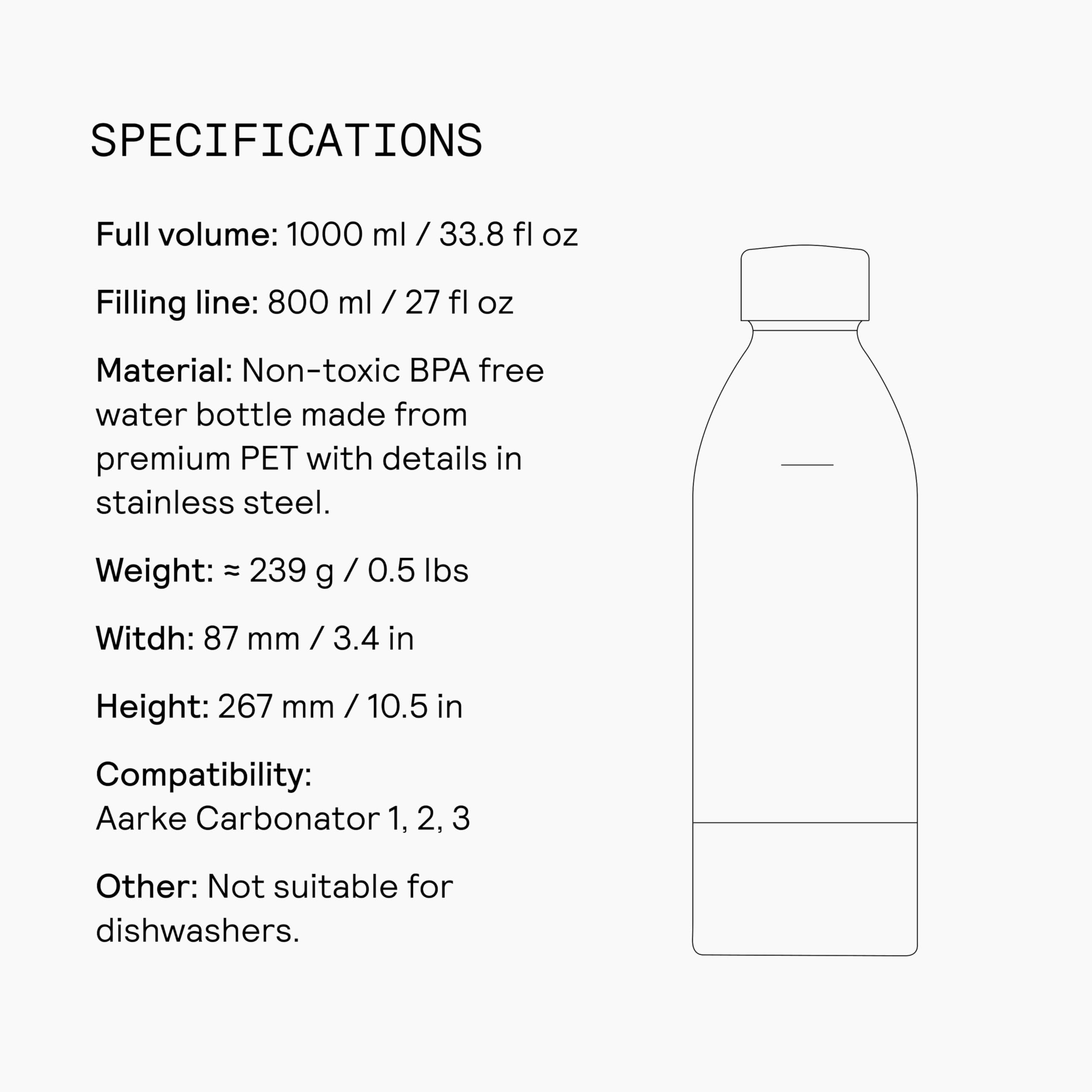 aarke 2-Pack PET Bottles for Carbonator 3 & II - 800ml Capacity | BPA-Free 5