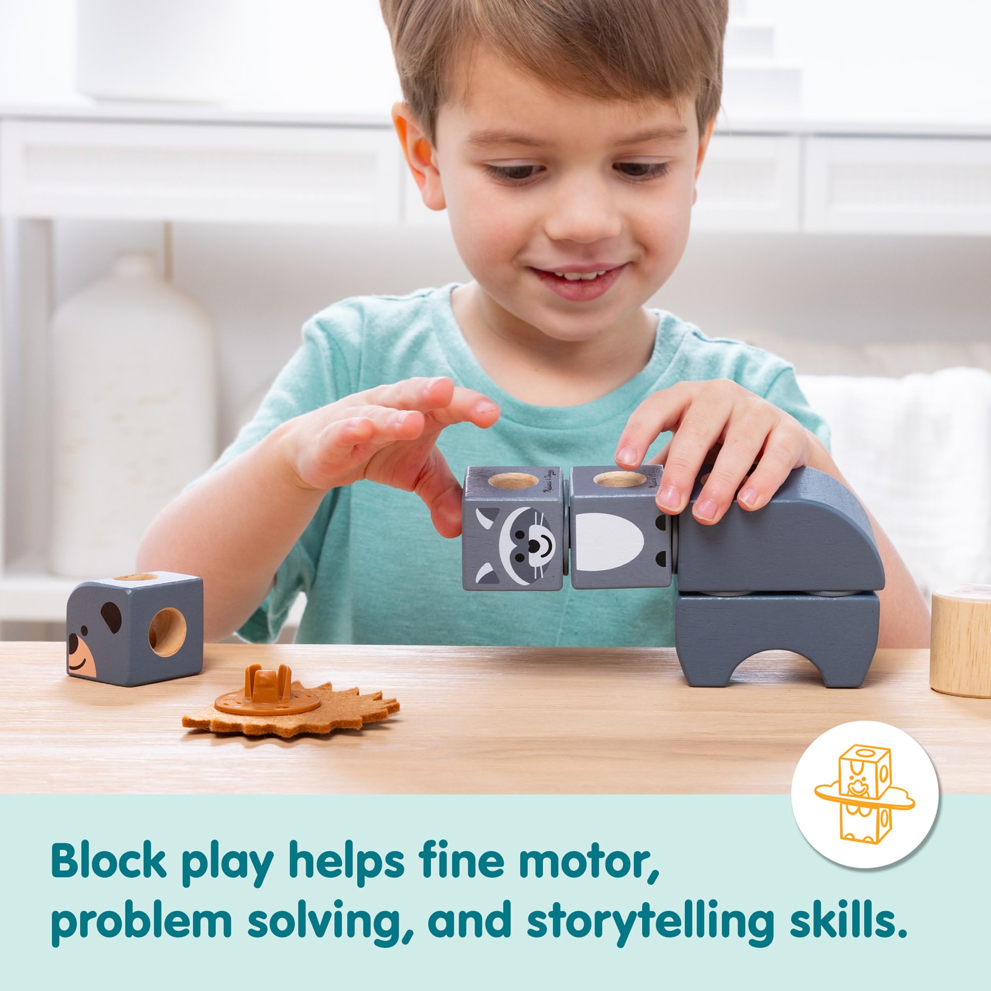 Melissa & Doug Blockables Woodland Friends Snap And Play Building Set | Ages 2-7 | 16 Pieces 5