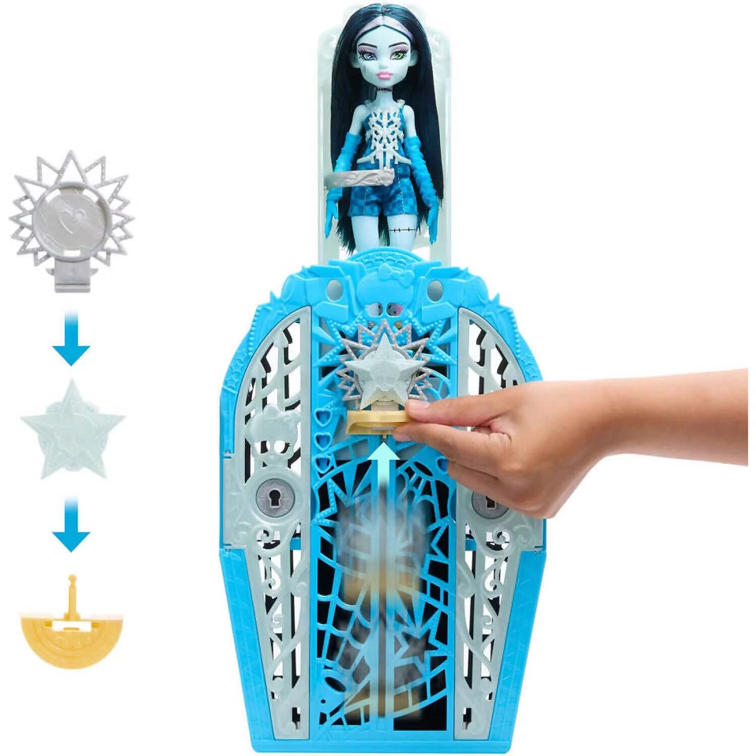 Monster High Skulltimate Secrets Doll and Accessories Set, Frankie Stein | 125+ Outfits | Ages 4+ 5
