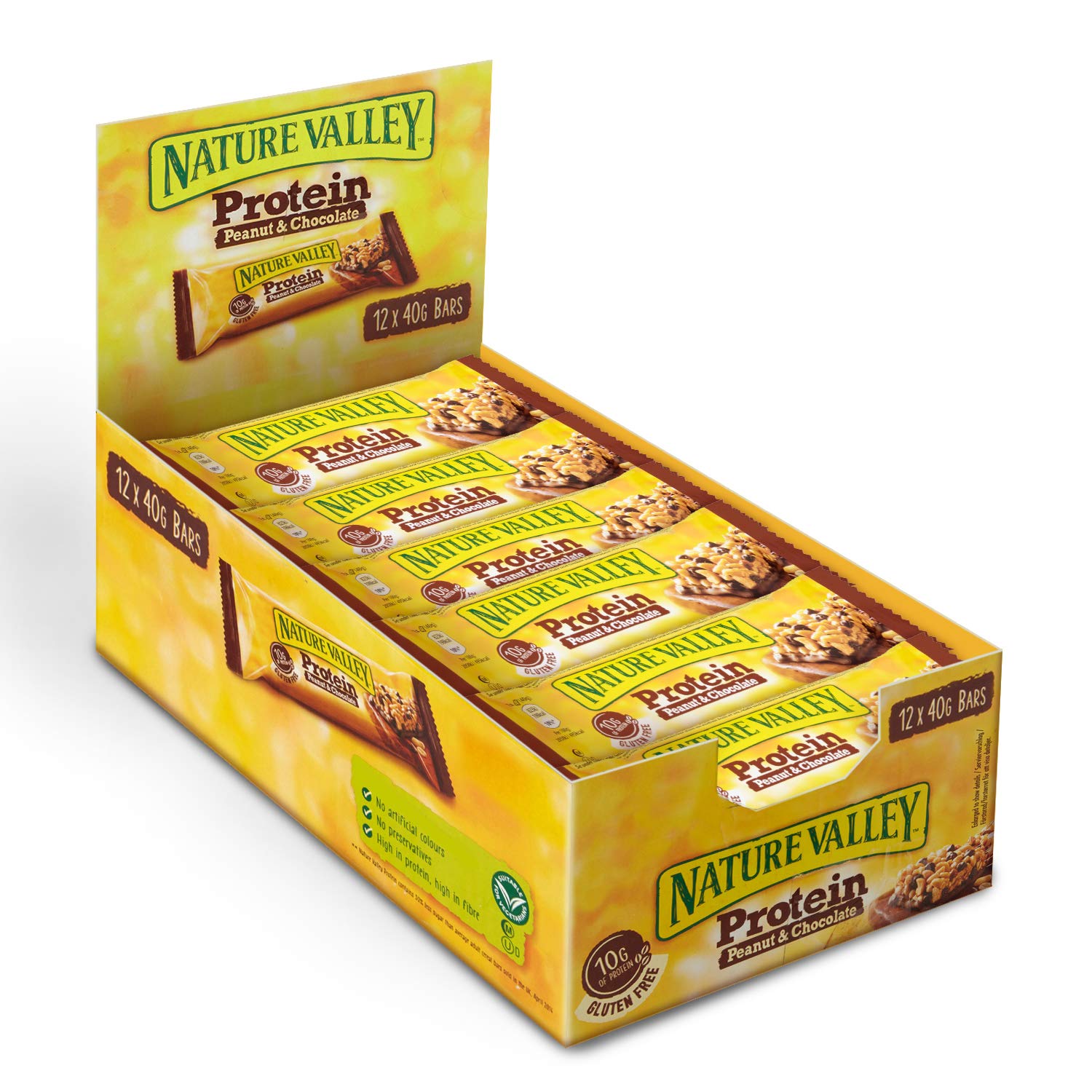 Nature Valley Protein Peanut & Chocolate Cereal Bars - High Protein Snack | 12 Count Pack