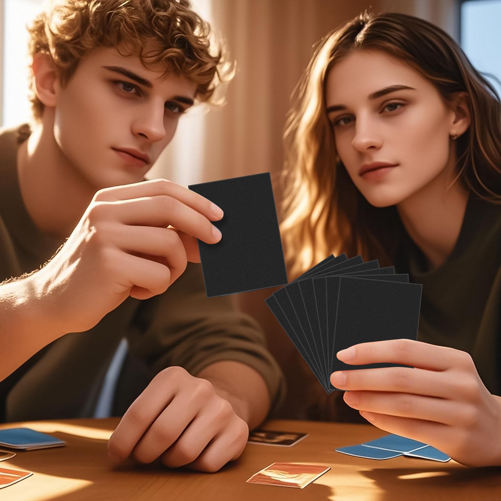 MOXYOY 100 Pcs Card Sleeves - Double Sided PP Protection | 66x91mm Size | Anti-Slip Frosted Back 5