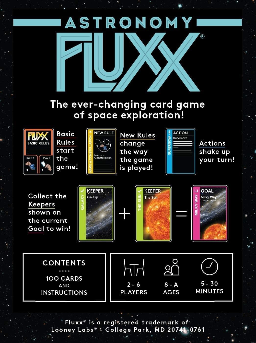 Looney Labs Astronomy Fluxx Board Game | Ages 8+ | 2-6 Players | 5-30 Min Play Time 4