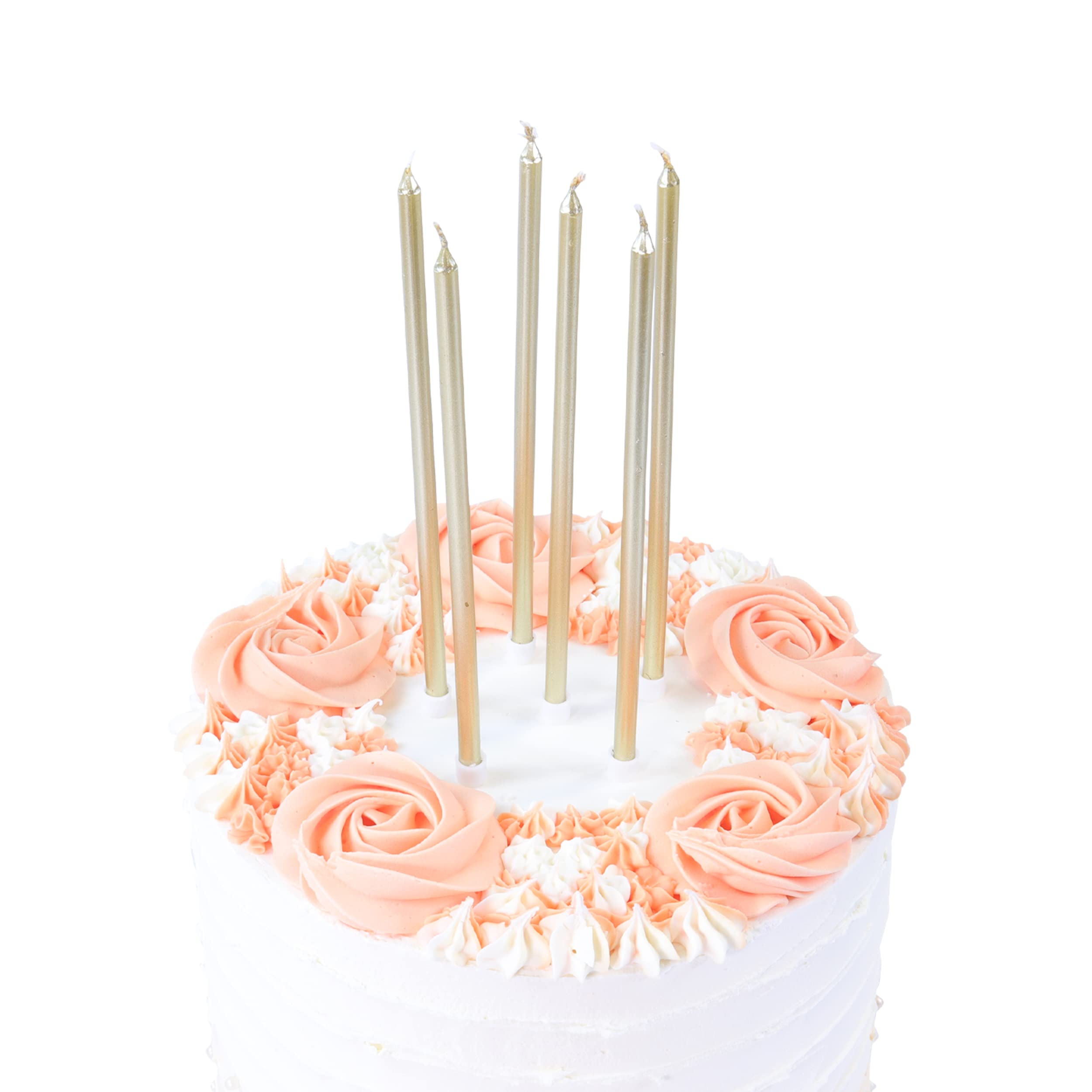 PME Gold Birthday Candles with White Holders - Extra Tall 7in, Pack of 16 5