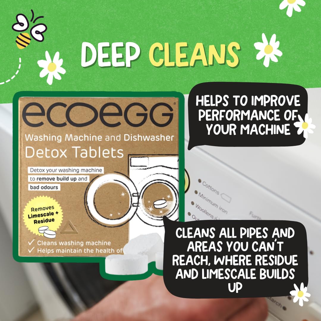 Ecoegg Washing Machine & Dishwasher Cleaner Detox Tablets - 6 Month Supply | Deep Clean, Odour Removal 6