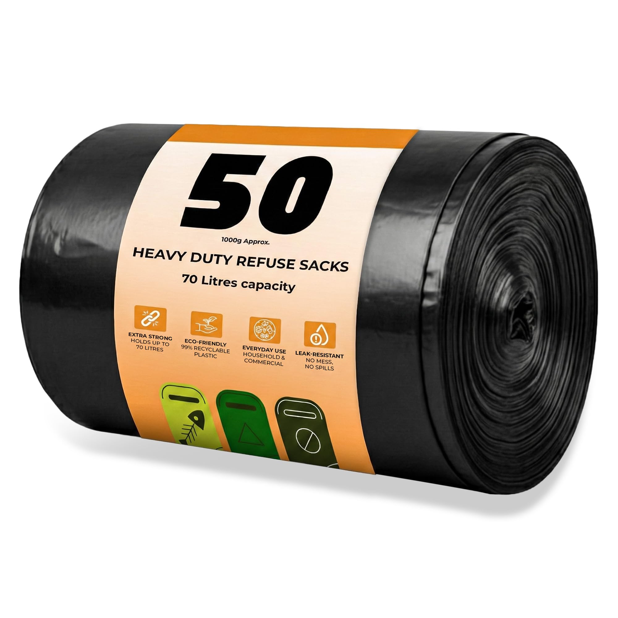 Scott 11 Black Bin Bags - 70L Capacity, 50 Count, 30 Micron Thick, Leak-Resistant 1