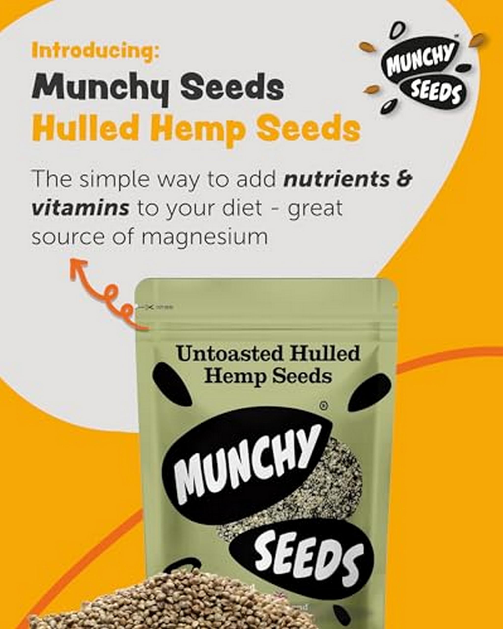 Munchy Seeds Hulled Hemp Seeds - Vegan Protein, Omega 3 Source | 1kg Roasted