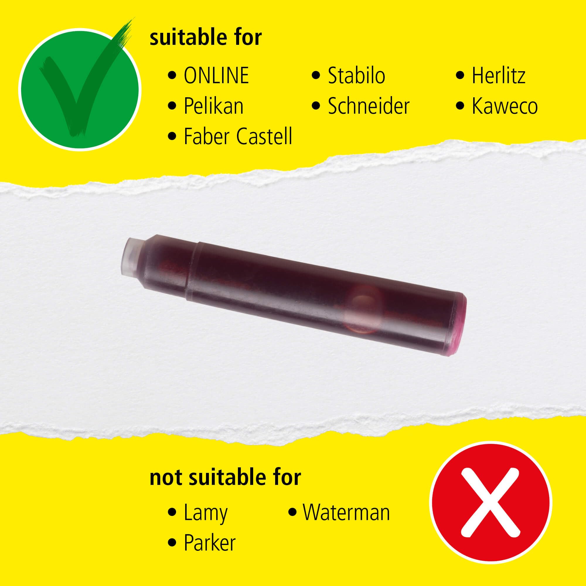 Online Standard Fountain Pen Ink Cartridges - Universal Fit, Pink Color | 6 Pack 4