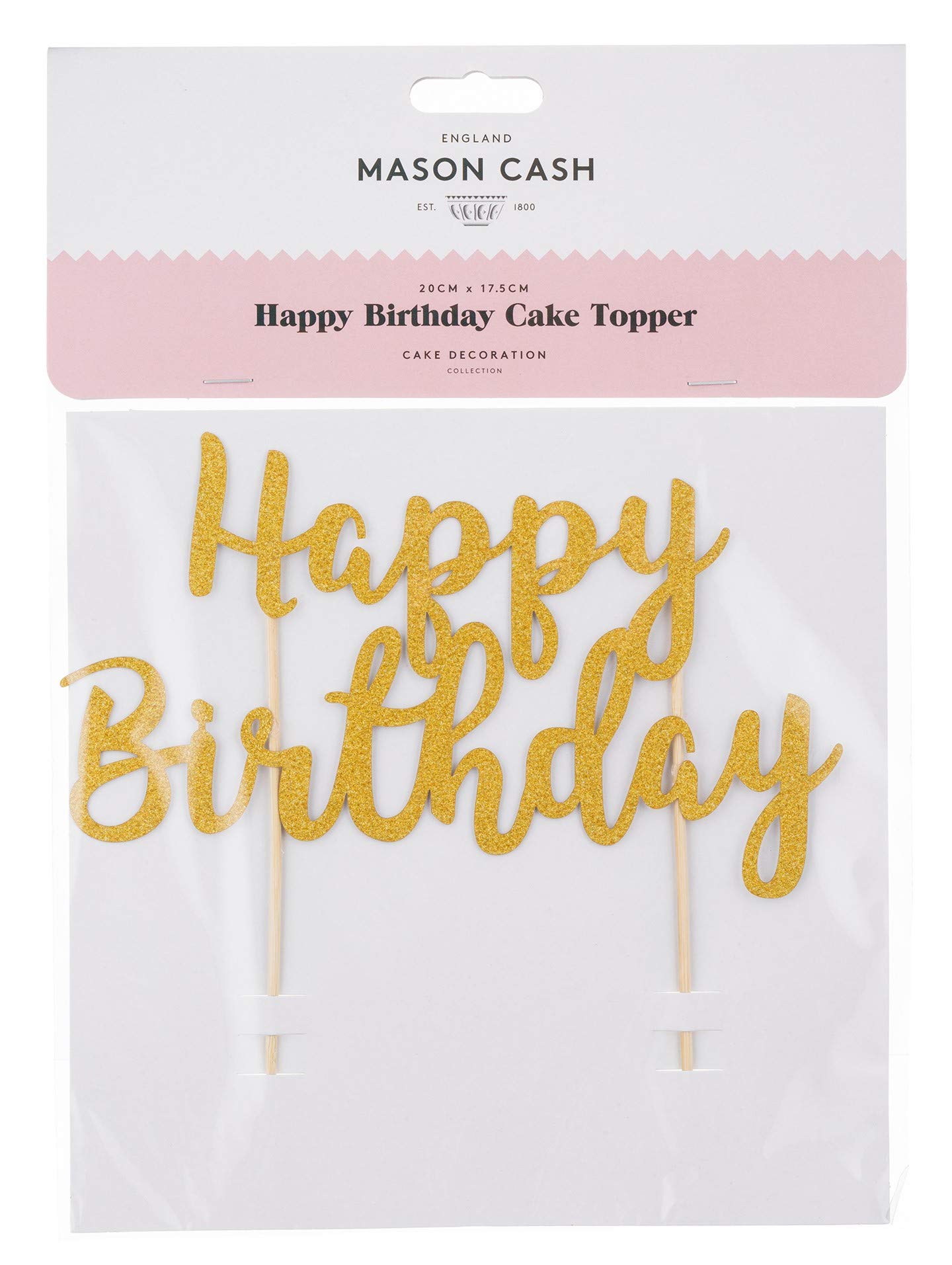 Mason Cash Happy Birthday Cake Topper - Gold Paperboard Decoration | 30 x 21 cm 4