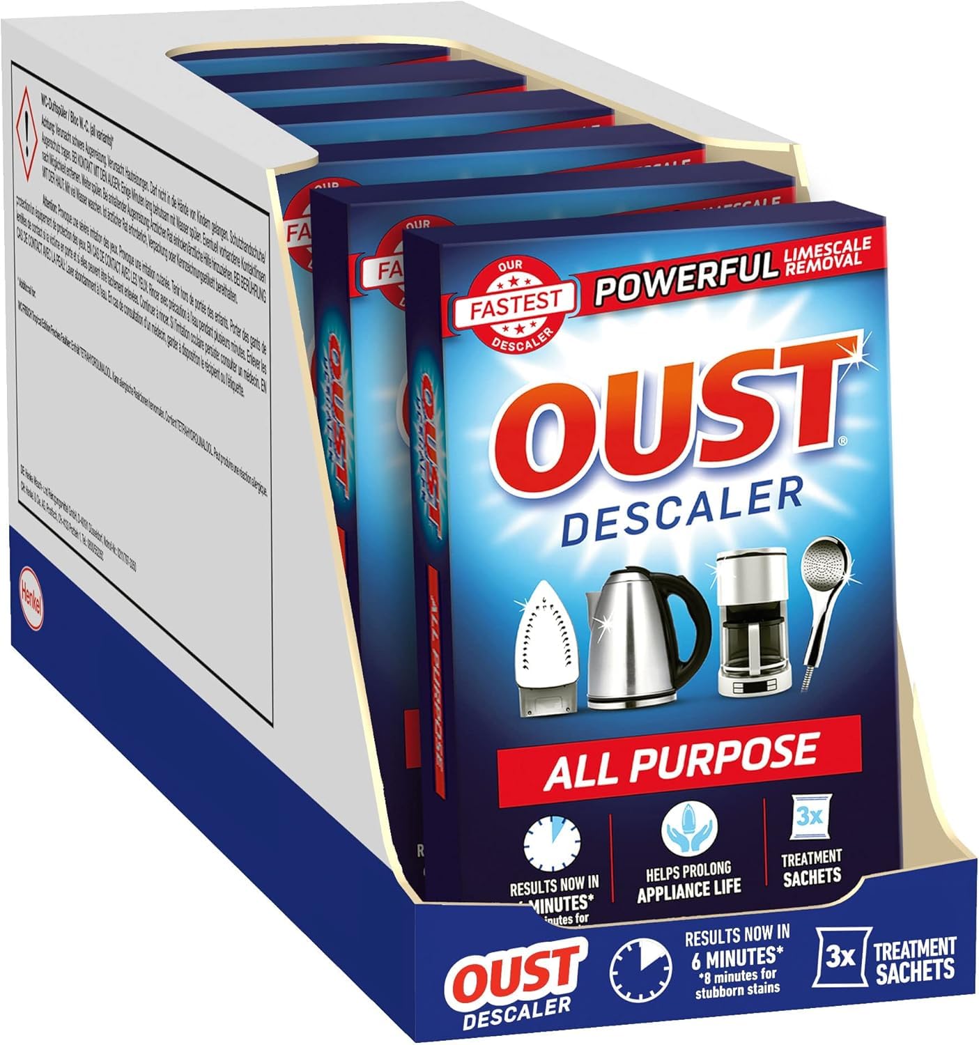 Oust Powerful All Purpose Descaler - Removes Up to 100% Limescale | 6 Pack (18 Sachets Total)