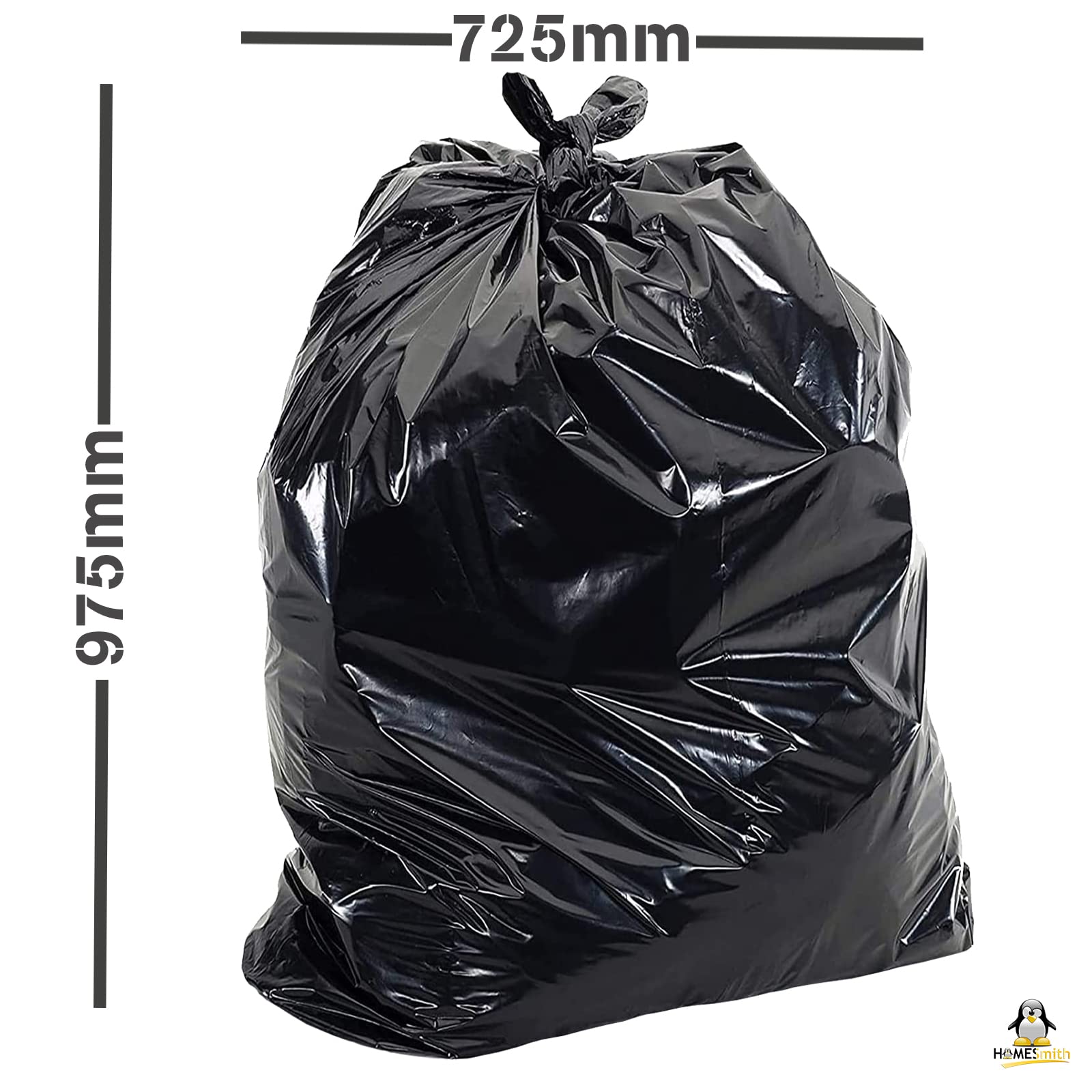 HomeSmith Extra Large Extra Heavy Duty Refuse Sacks - 120L Capacity, Pack of 10 Black Bin Bags 4