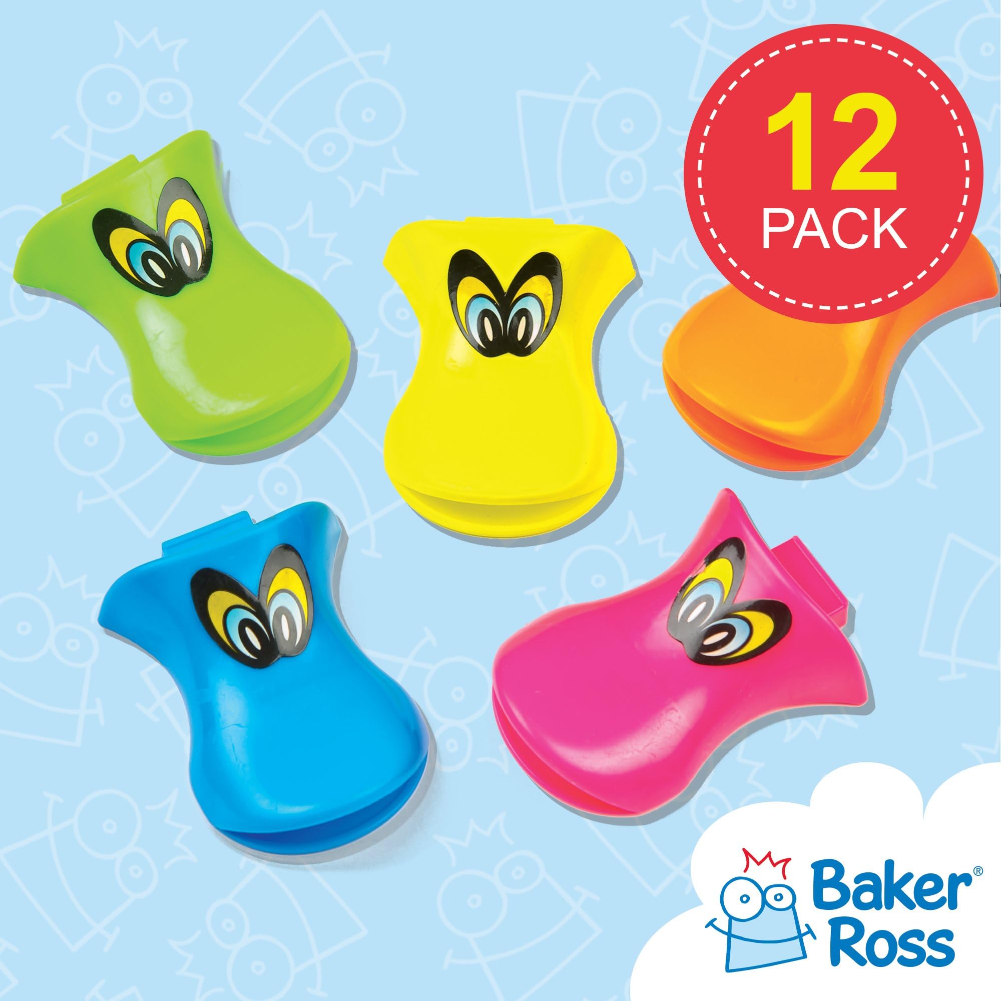 Baker Ross Duck Whistles (Pack of 12) - Assorted Colors, 7cm Plastic Noisemakers for Kids 3