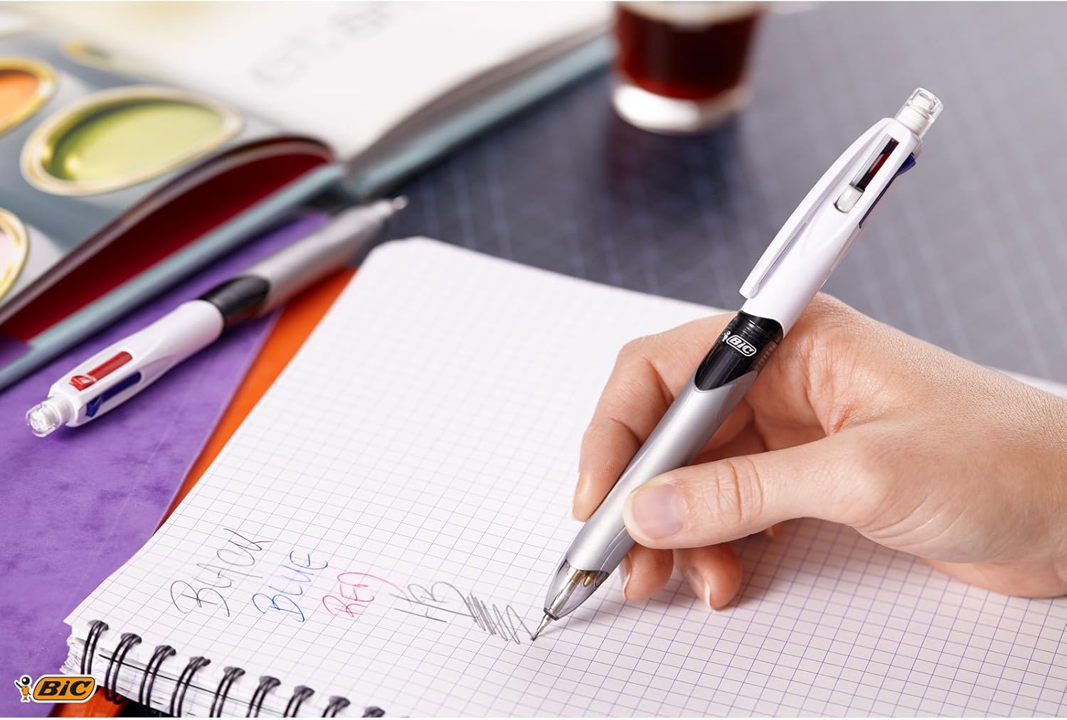 BIC 4 Colours Multifunctional Ballpoint Pen and HB Pencil Combo - Set of 12 - All in One Writing Instrument with Built in Eraser 6