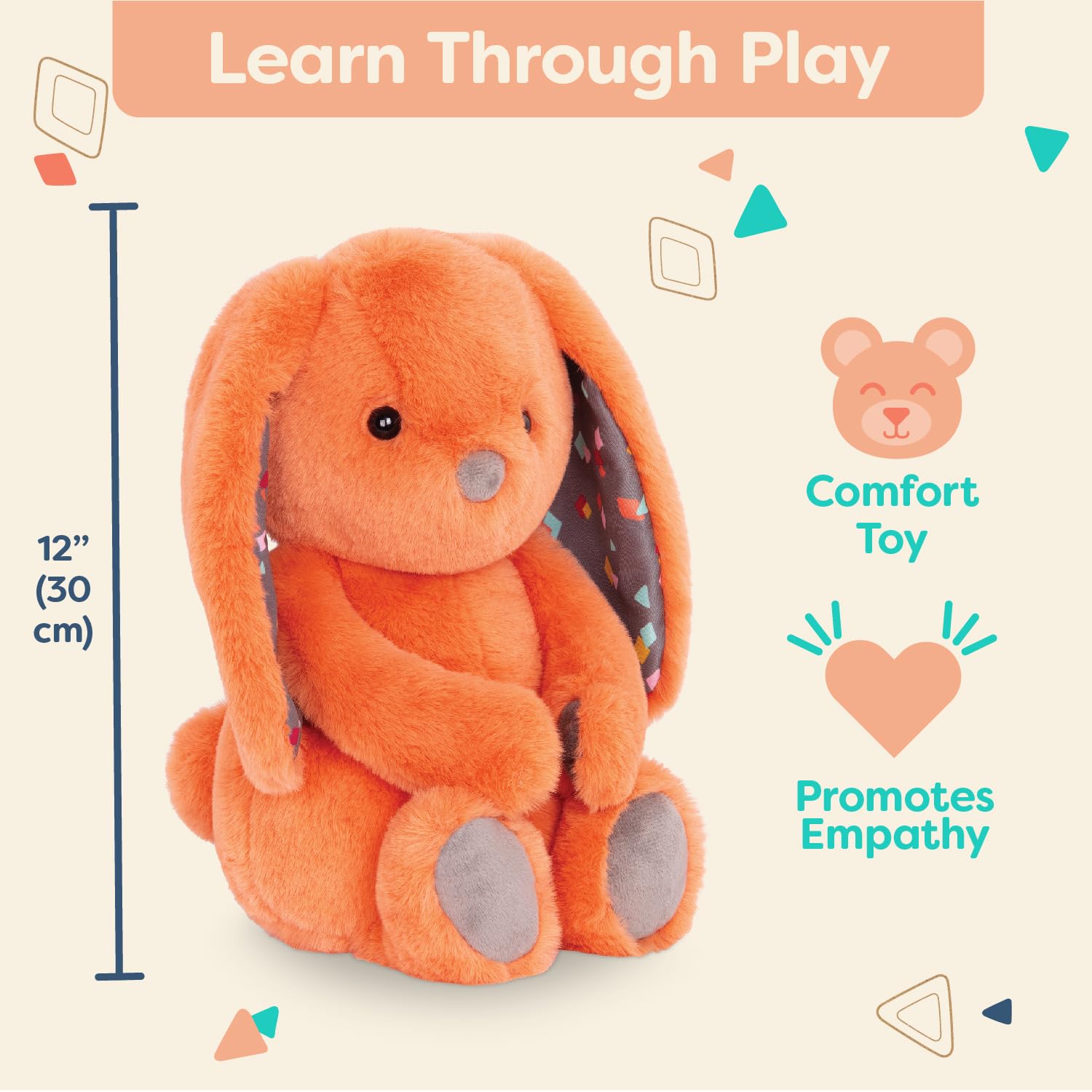B. Toys Plush Bunny - Super Soft Stuffed Animal - Coral Orange - 0 Months+