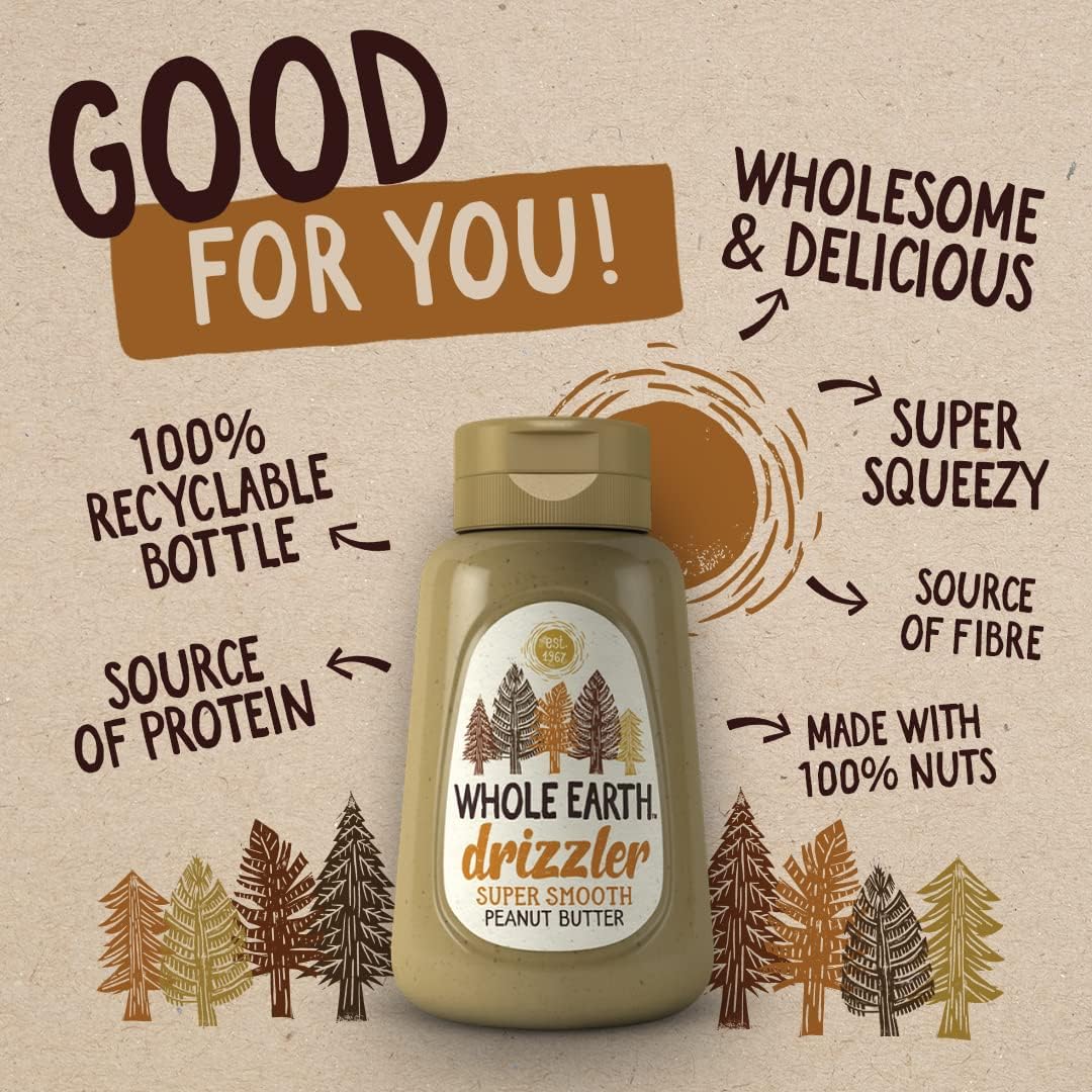 Whole Earth Drizzler Original geröstete Erdnussbutter – Super geschmeidiger, quetschbarer Aufstrich 3