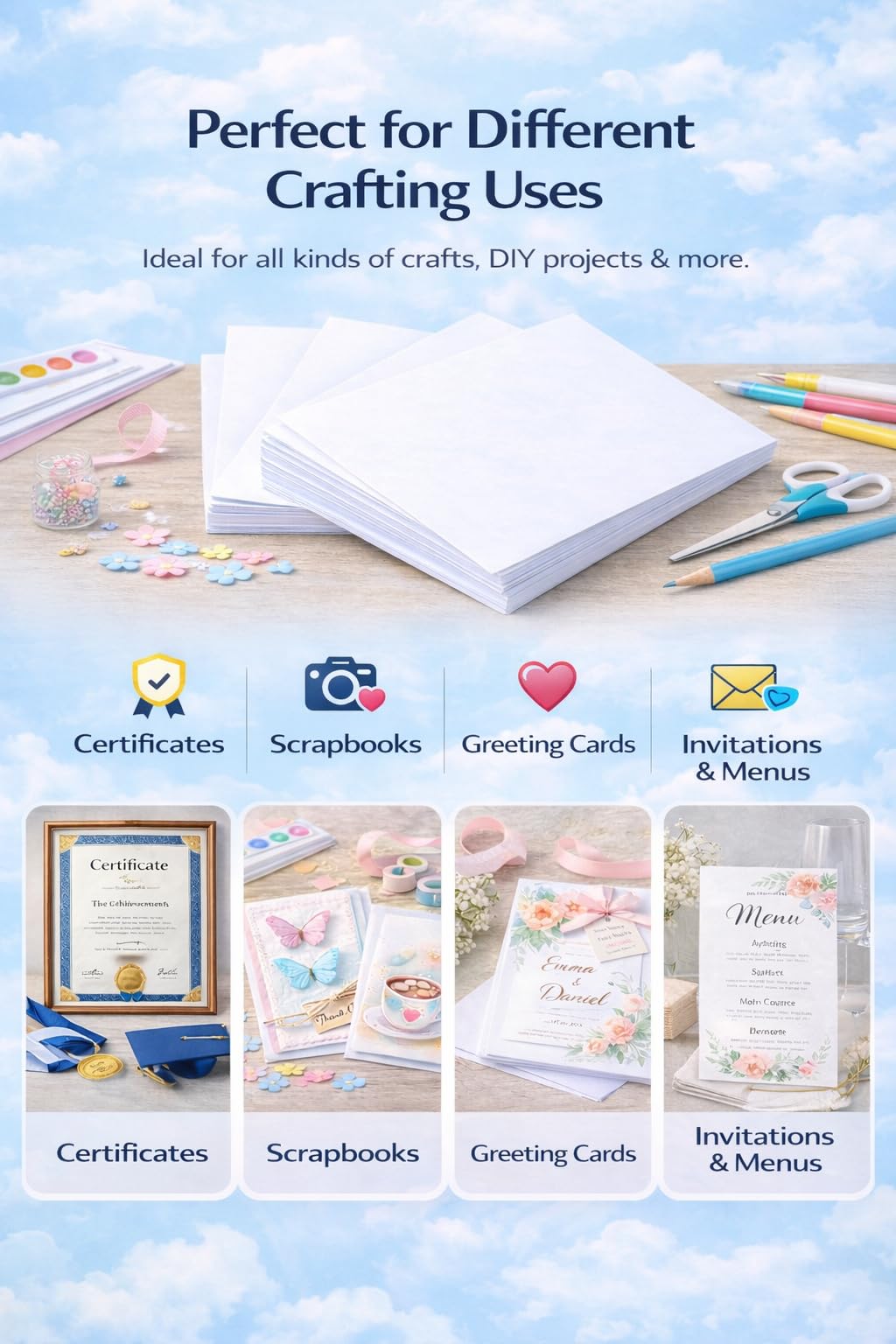 House of Card & Paper A4 White Card 220gsm | Pack of 100 Sheets | Made in the UK 6
