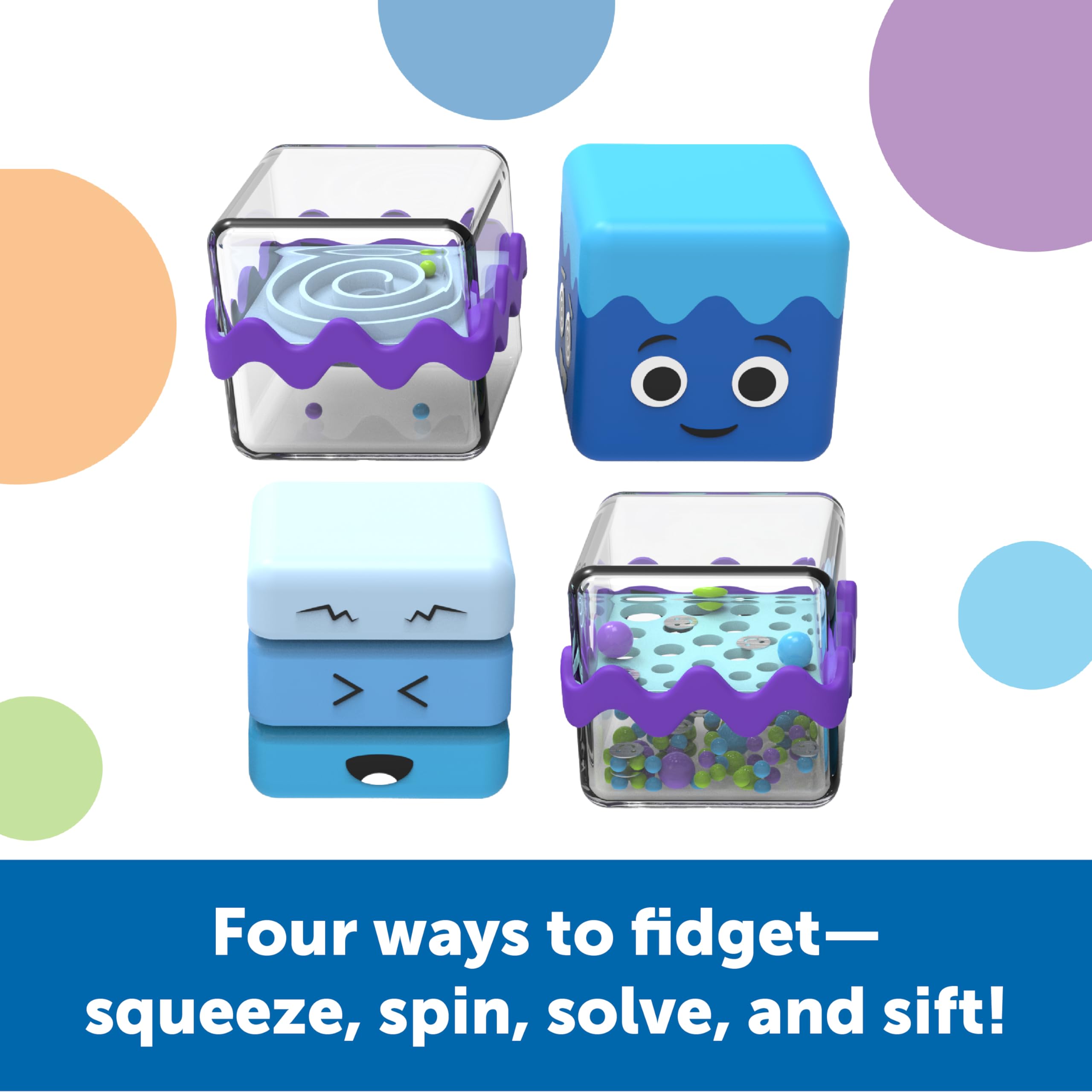 Learning Resources Cool Down Cubes Sensory Fidget Toy Pack - 4 Fidget Actions | Ages 4+ | Multicolor 3