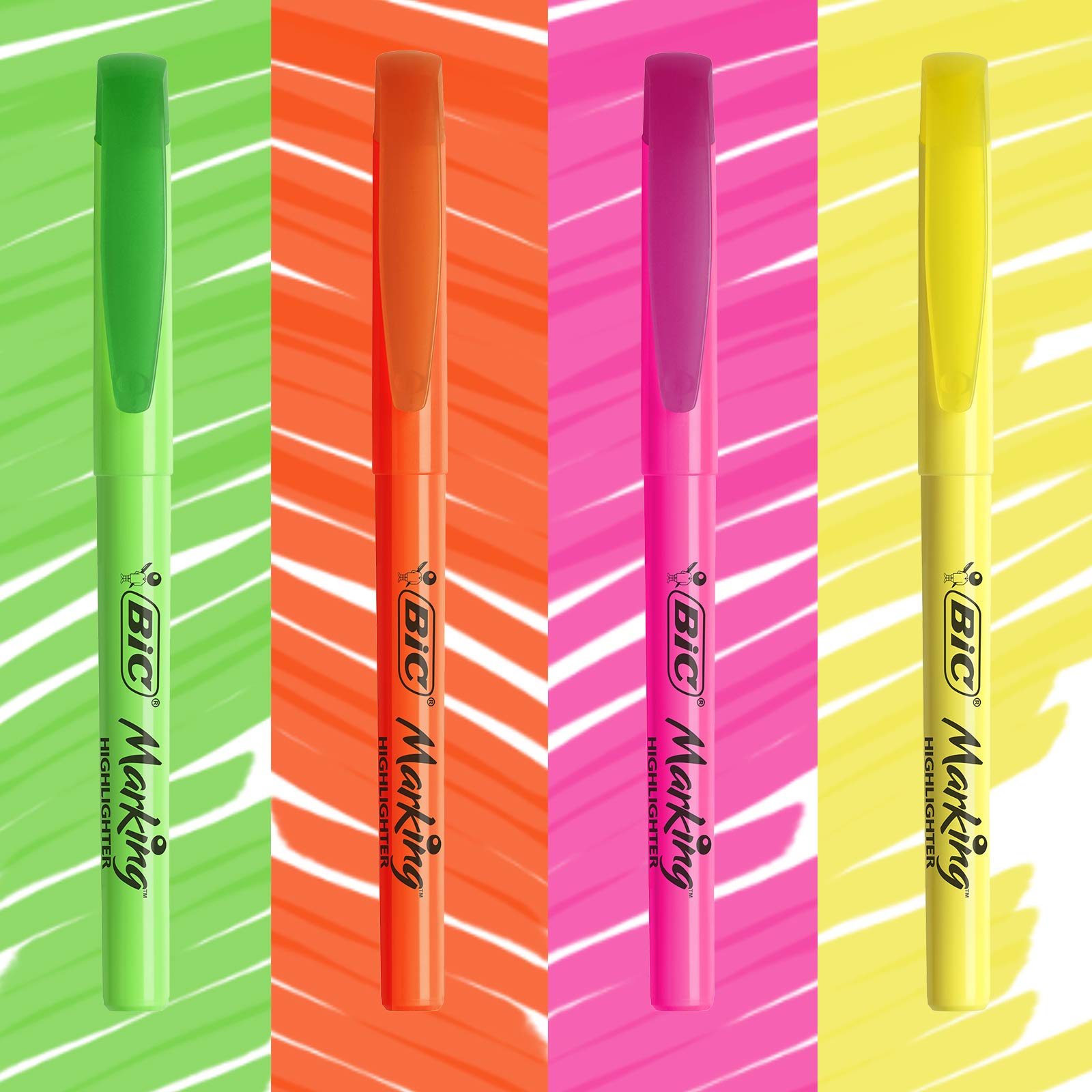 BIC Stationery Bundle: 10 Cristal Pens, 5 Highlighters, 2 Tipp-Ex Mini Pocket Mouse Correctors 3