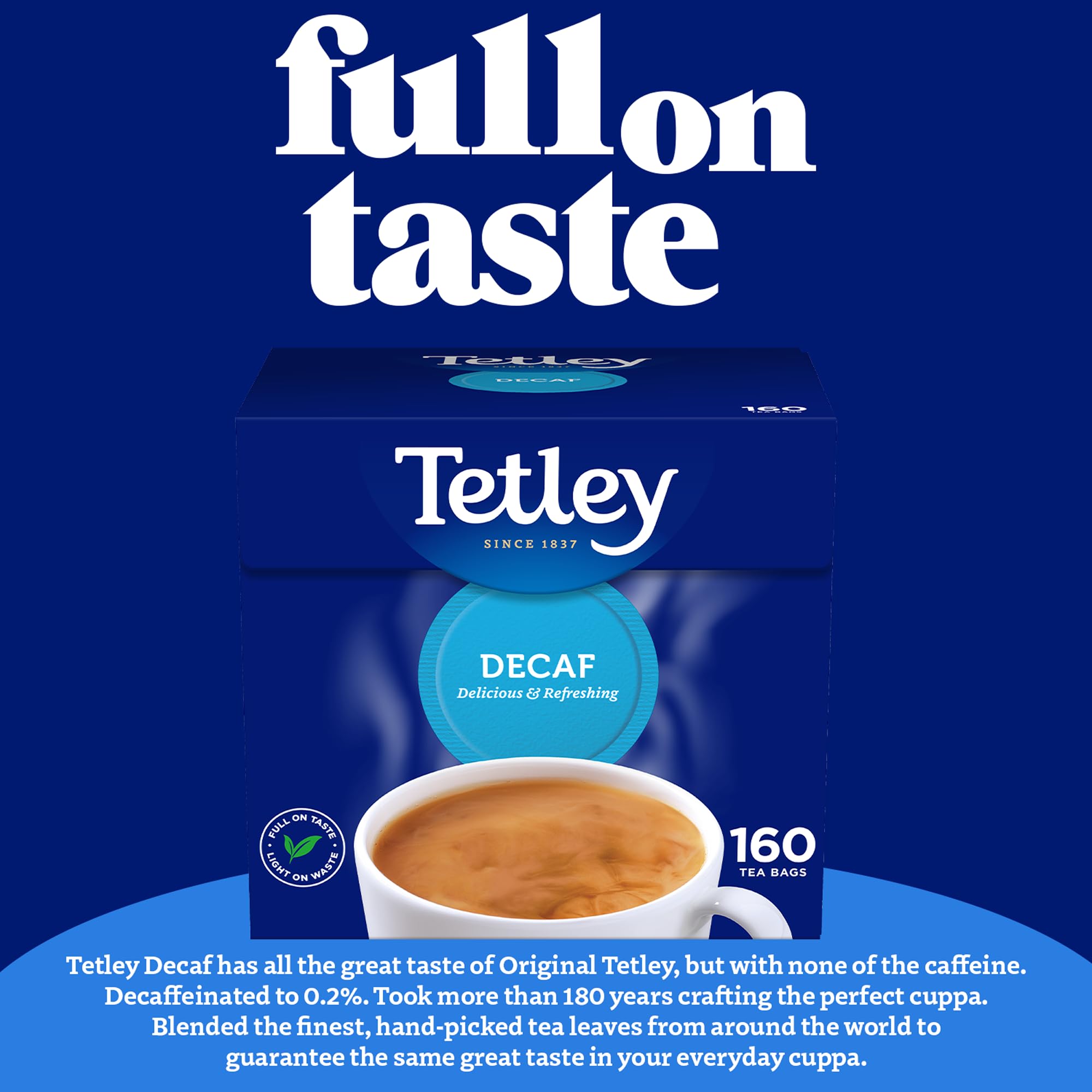 Tetley Original Decaf Black Tea Bags - Caffeine-Free, Rich Flavour | 160 Count, Single Pack 6