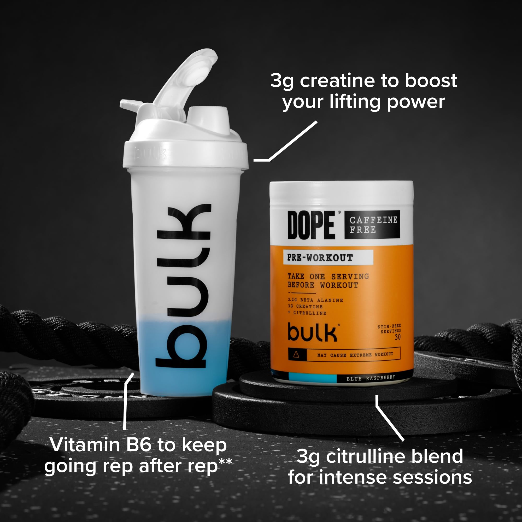 Bulk Dope Caffeine Free Pre-Workout Powder - Strawberry Lime | 510g | 30 Servings 6