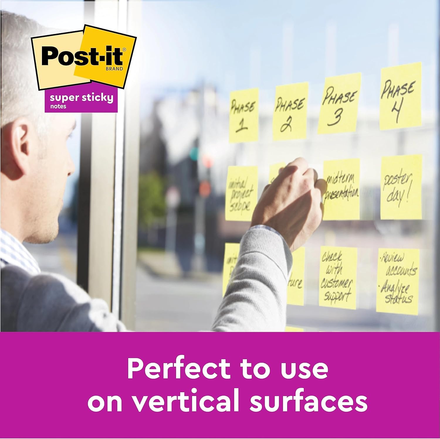 Post-it Super Sticky Notes - 540 Sheets | 76 mm x 76 mm Yellow Square Notes 6