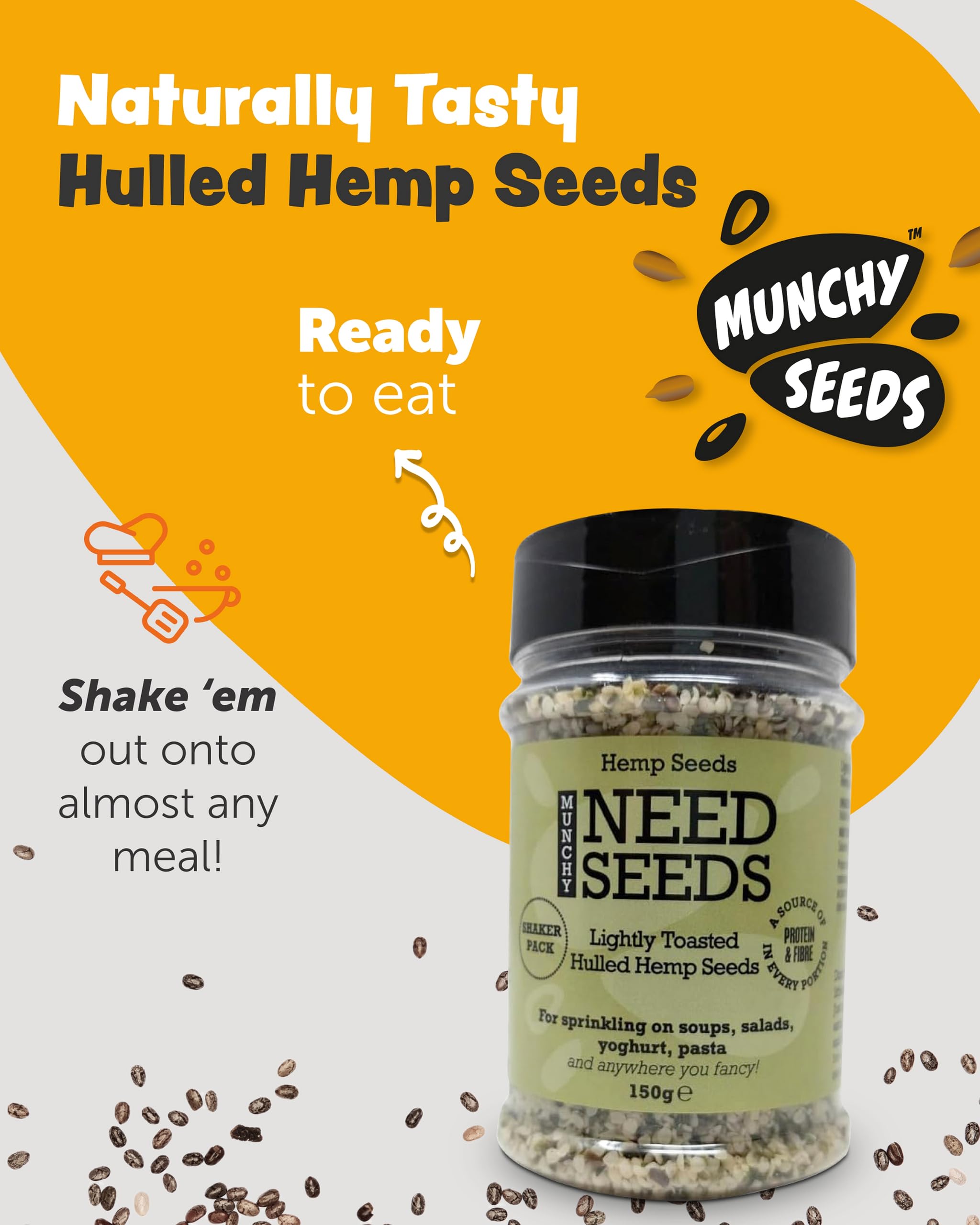 Munchy Seeds Toasted Hemp Seeds - 150g Shaker | High Protein | Omega-3 5