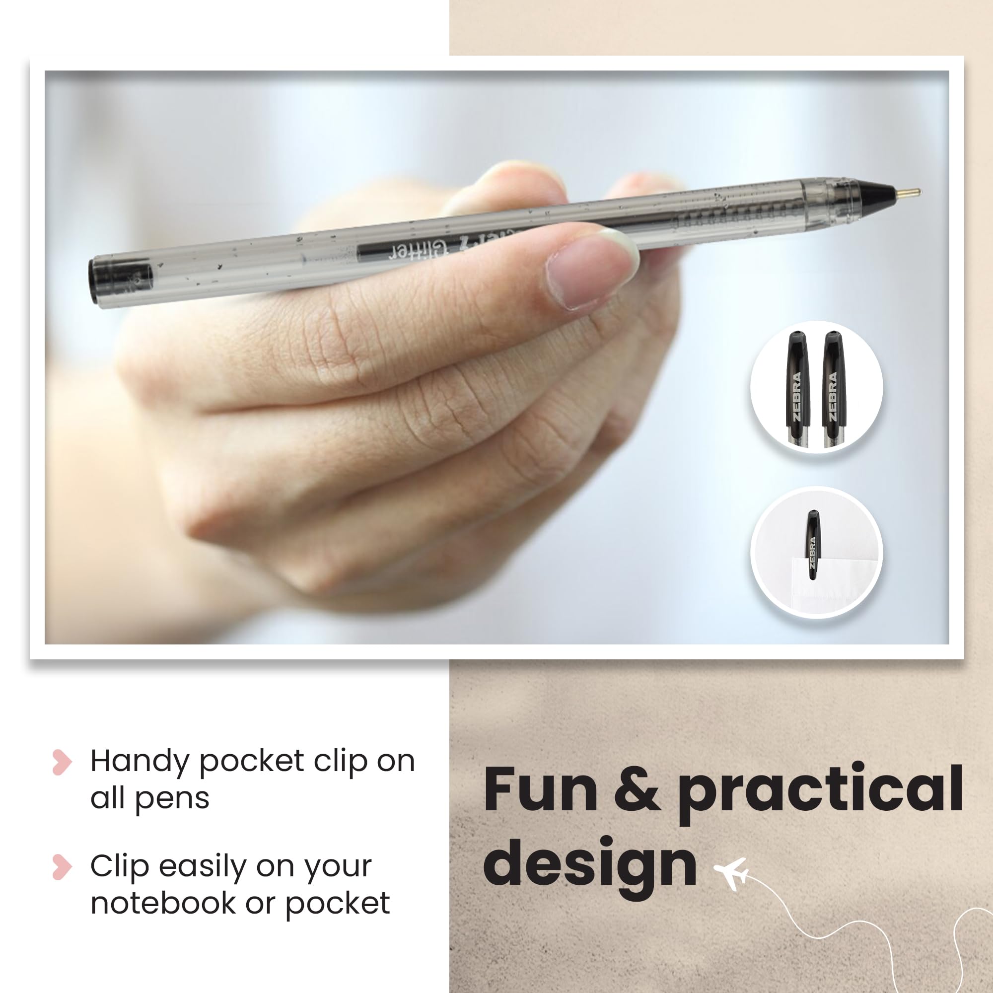 Zebra Pen Doodlerz Gel Stick Pens - 1.0mm Bold Point, Black Ink, 5-Pack 6
