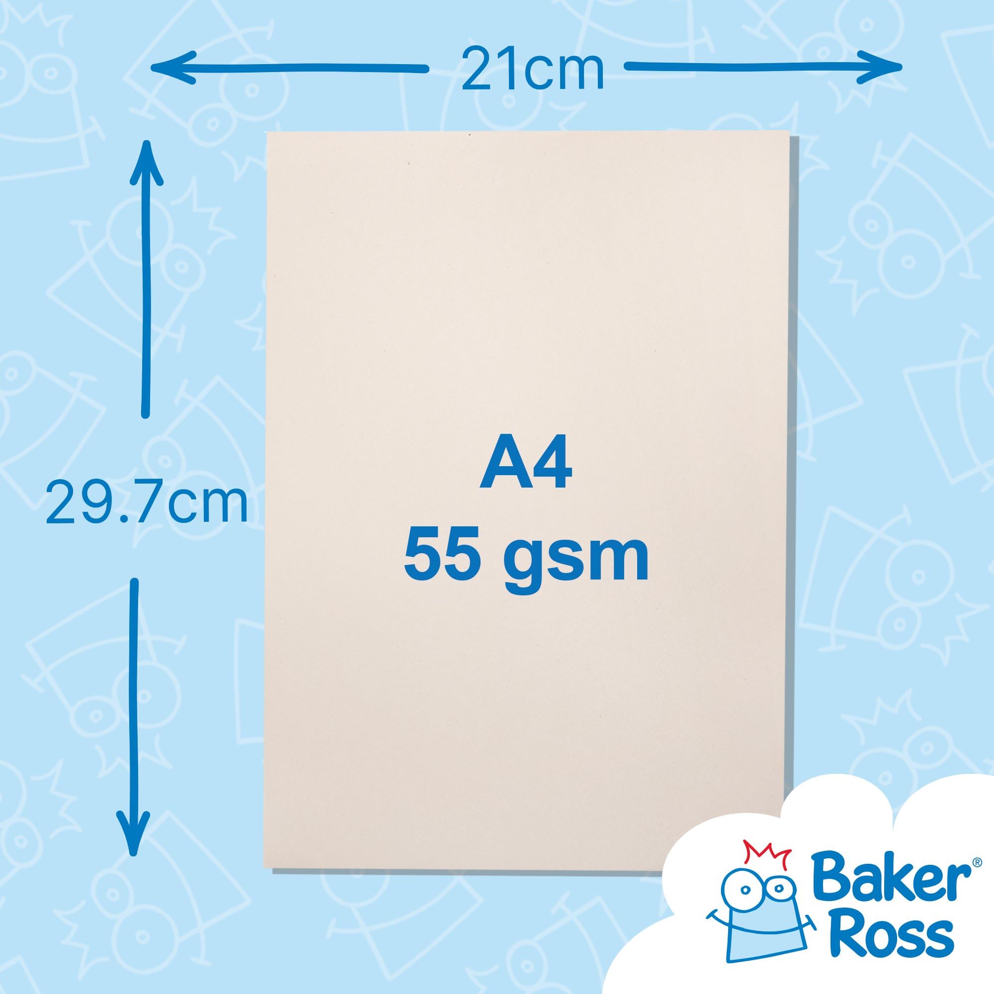 Baker Ross Newsprint Paper Pack - 200 A4 Sheets for Crafting and Wrapping | 55gsm 3