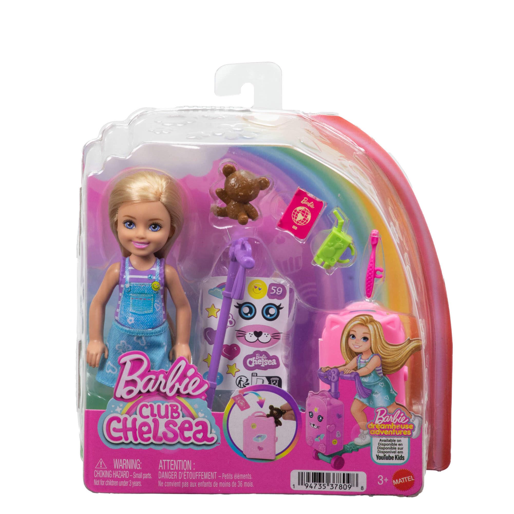 Barbie Club Chelsea Limitless Adventure Doll with Rolling Scooter-Suitcase | Ages 3+ 5